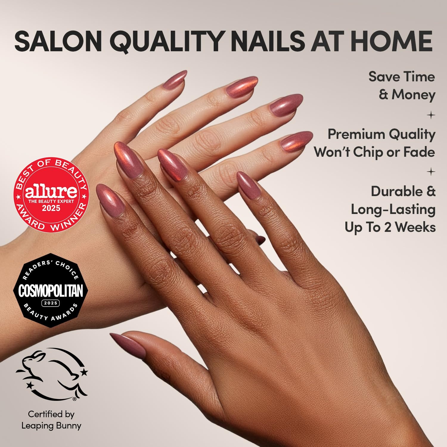 image:imageGlamnetic Press On Nails Short Oval Velvet Fake Nails 30 Pc Full Kit3I Ros