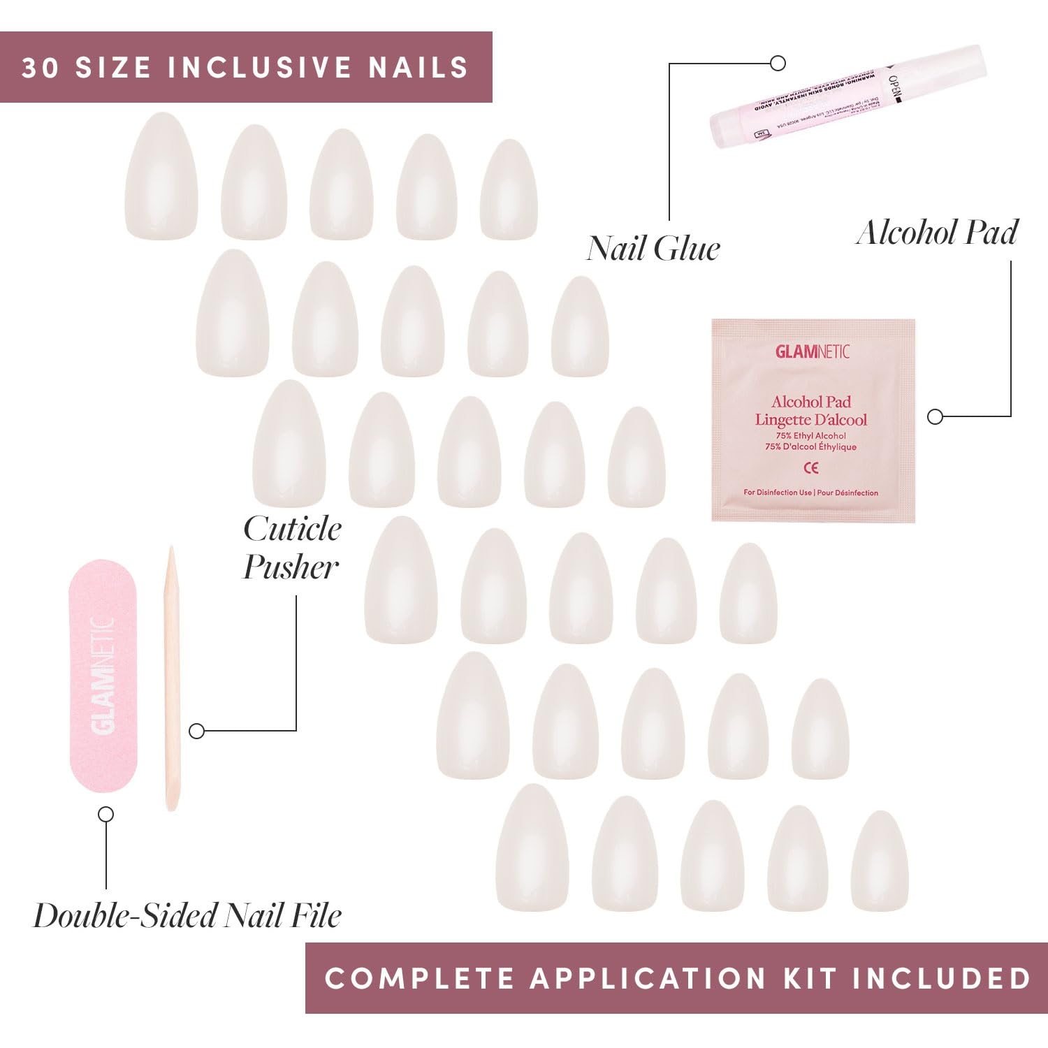 image:imageGlamnetic Press On Nails Short Oval Velvet Fake Nails 30 Pc Full Kit3M Hailey