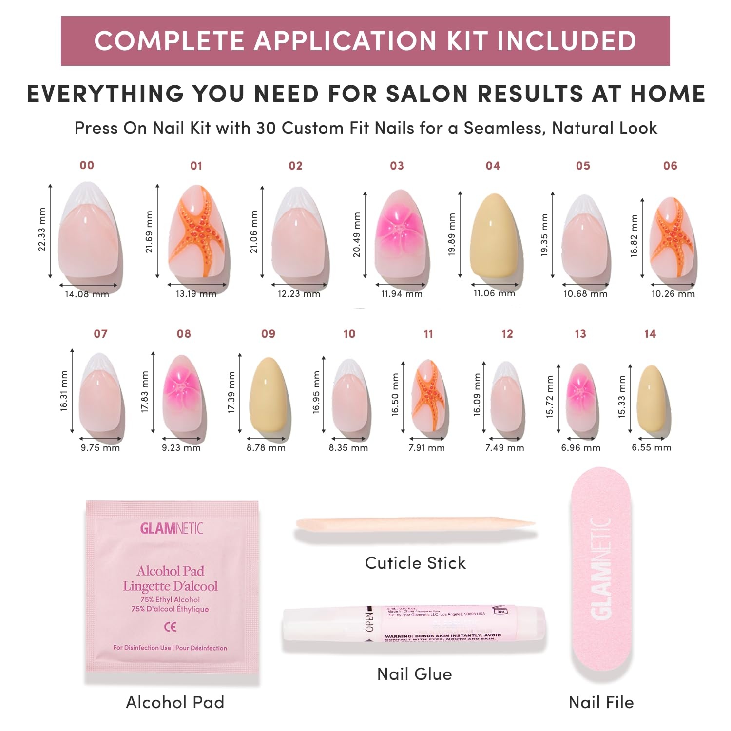 image:imageGlamnetic Press On Nails Short Oval Velvet Fake Nails 30 Pc Full Kit3O Sunset Tide
