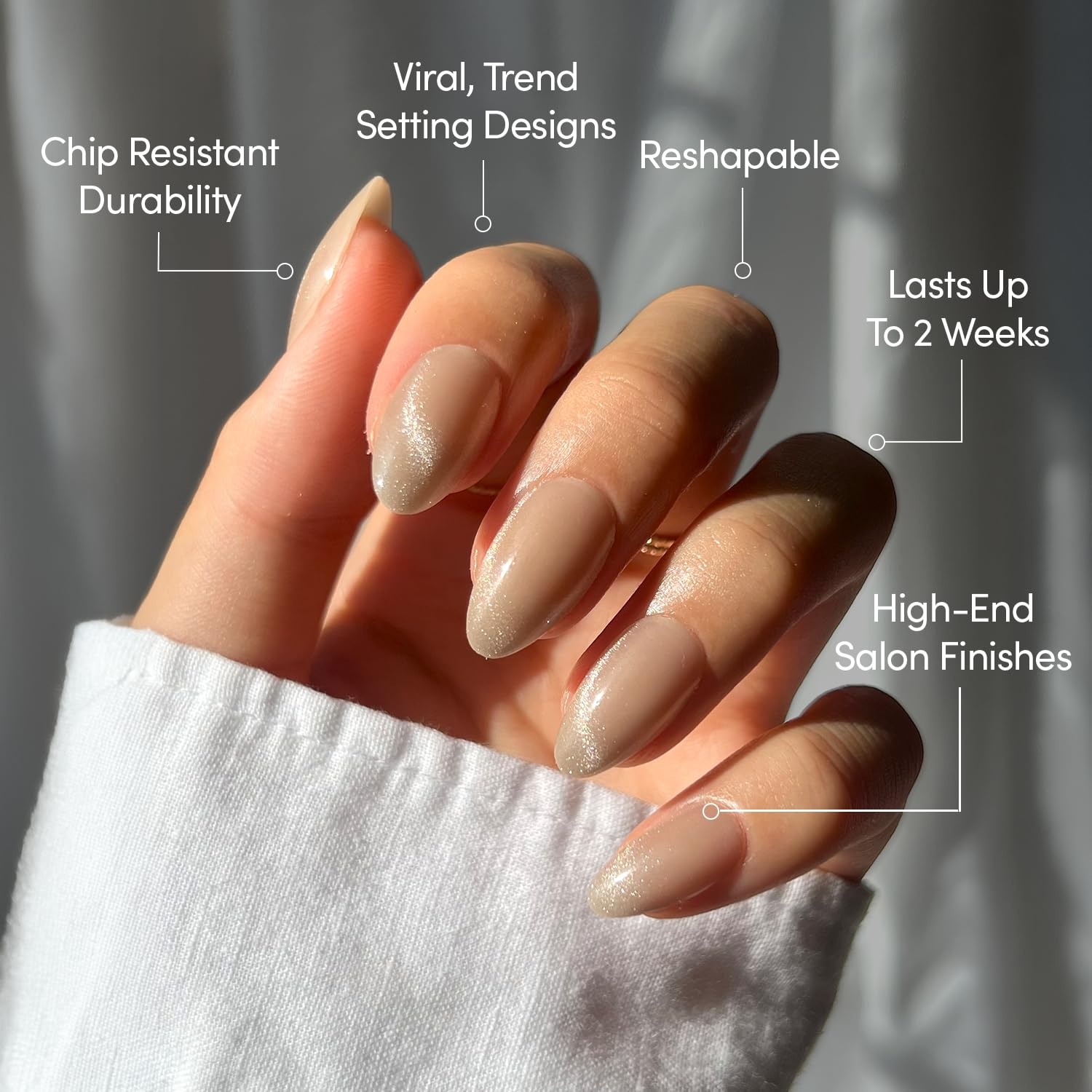 image:imageGlamnetic Press On Nails Short Oval Velvet Fake Nails 30 Pc Full Kit3R Honey Bun