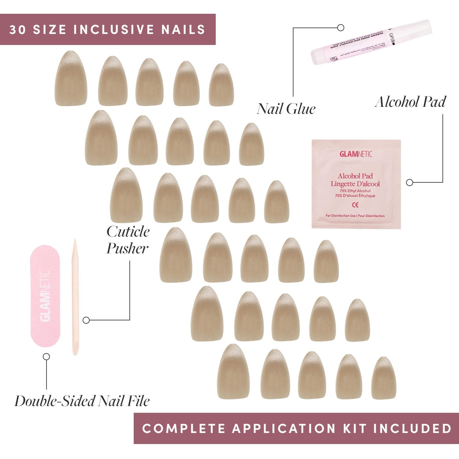 image:imageGlamnetic Press On Nails Short Oval Velvet Fake Nails 30 Pc Full Kit3R Honey Bun