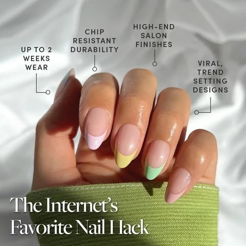 image:imageGlamnetic Press On Nails Short Oval Velvet Fake Nails 30 Pc Full Kit3T Confetti