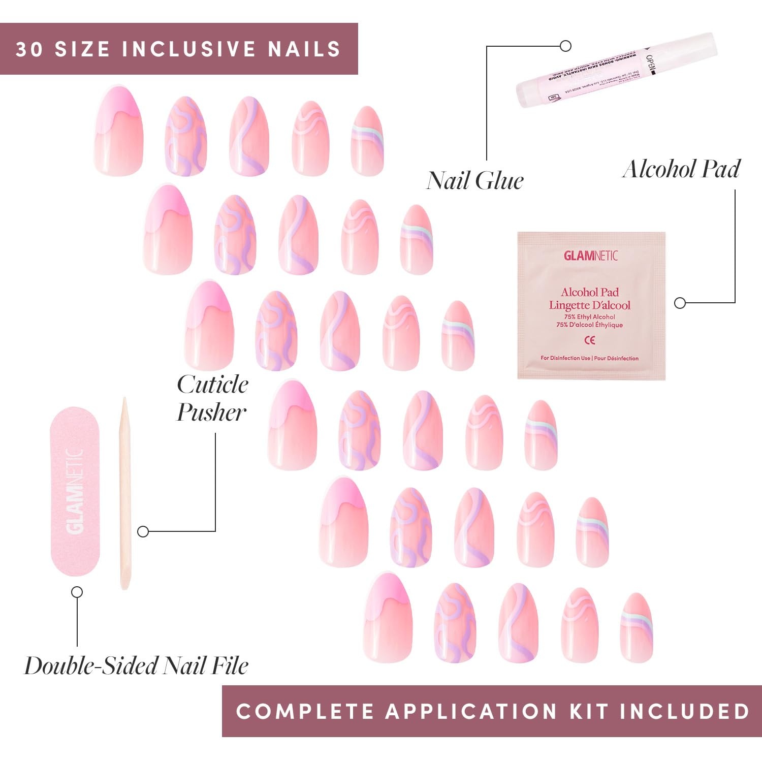 image:imageGlamnetic Press On Nails Short Oval Velvet Fake Nails 30 Pc Full Kit3V Wild Card
