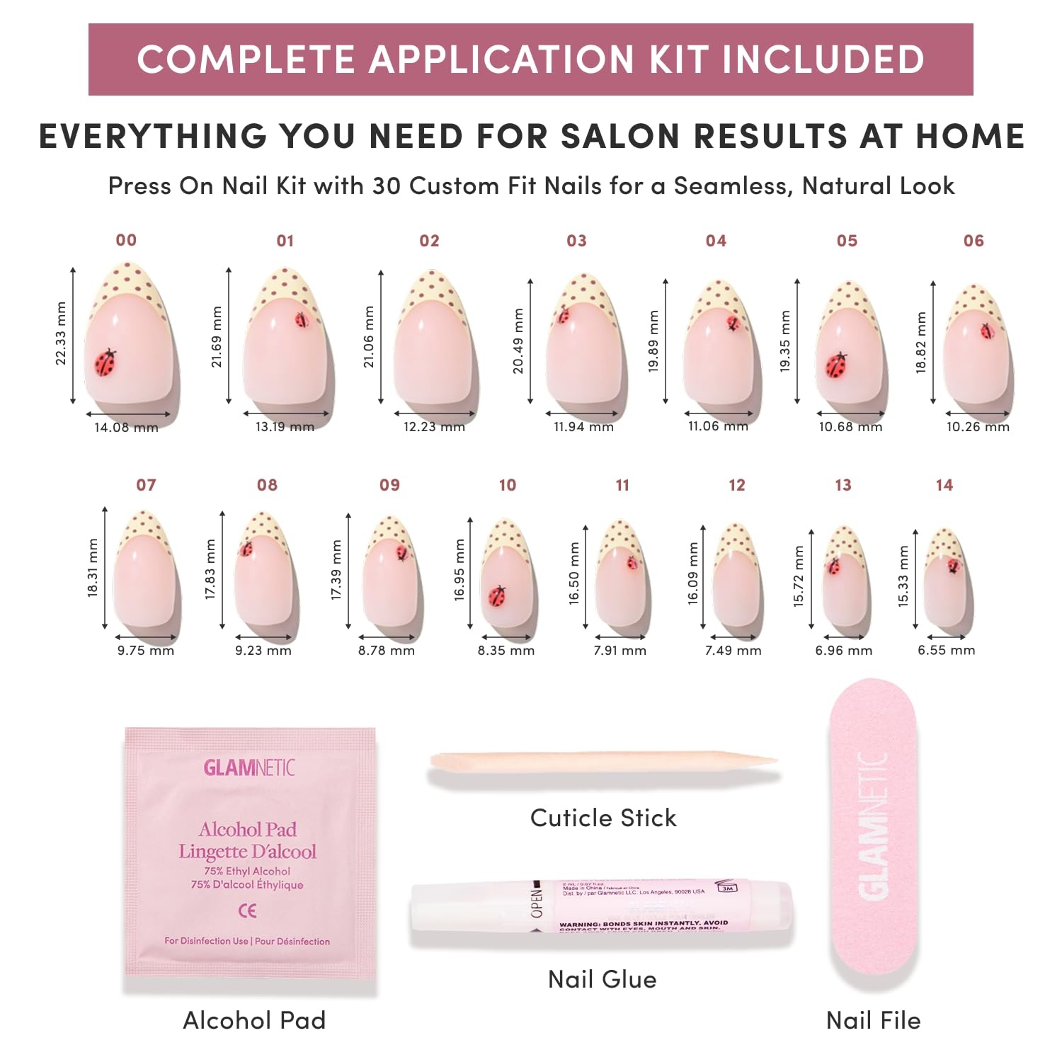 image:imageGlamnetic Press On Nails Short Oval Velvet Fake Nails 30 Pc Full Kit3X Lady Luck