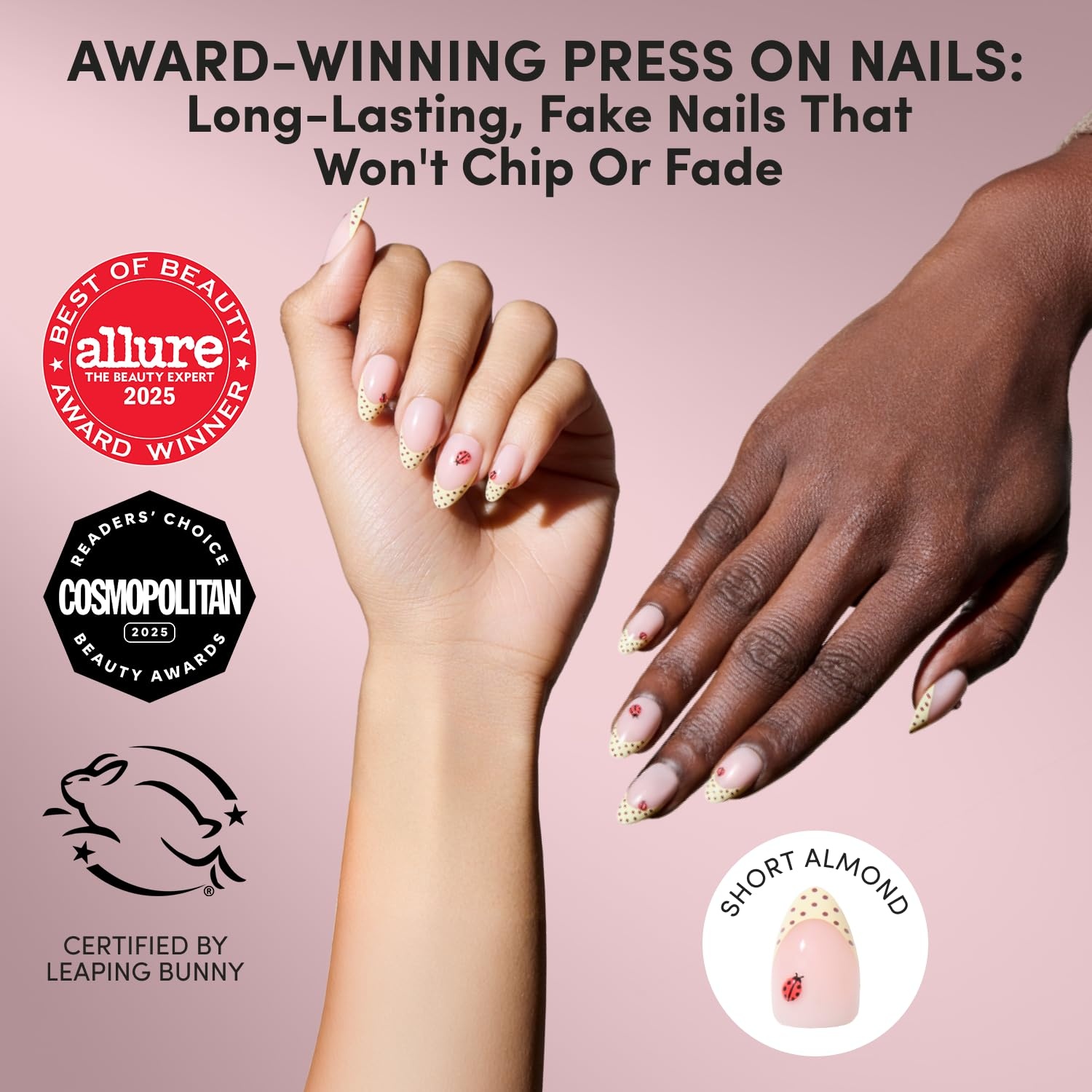 image:imageGlamnetic Press On Nails Short Oval Velvet Fake Nails 30 Pc Full Kit3X Lady Luck