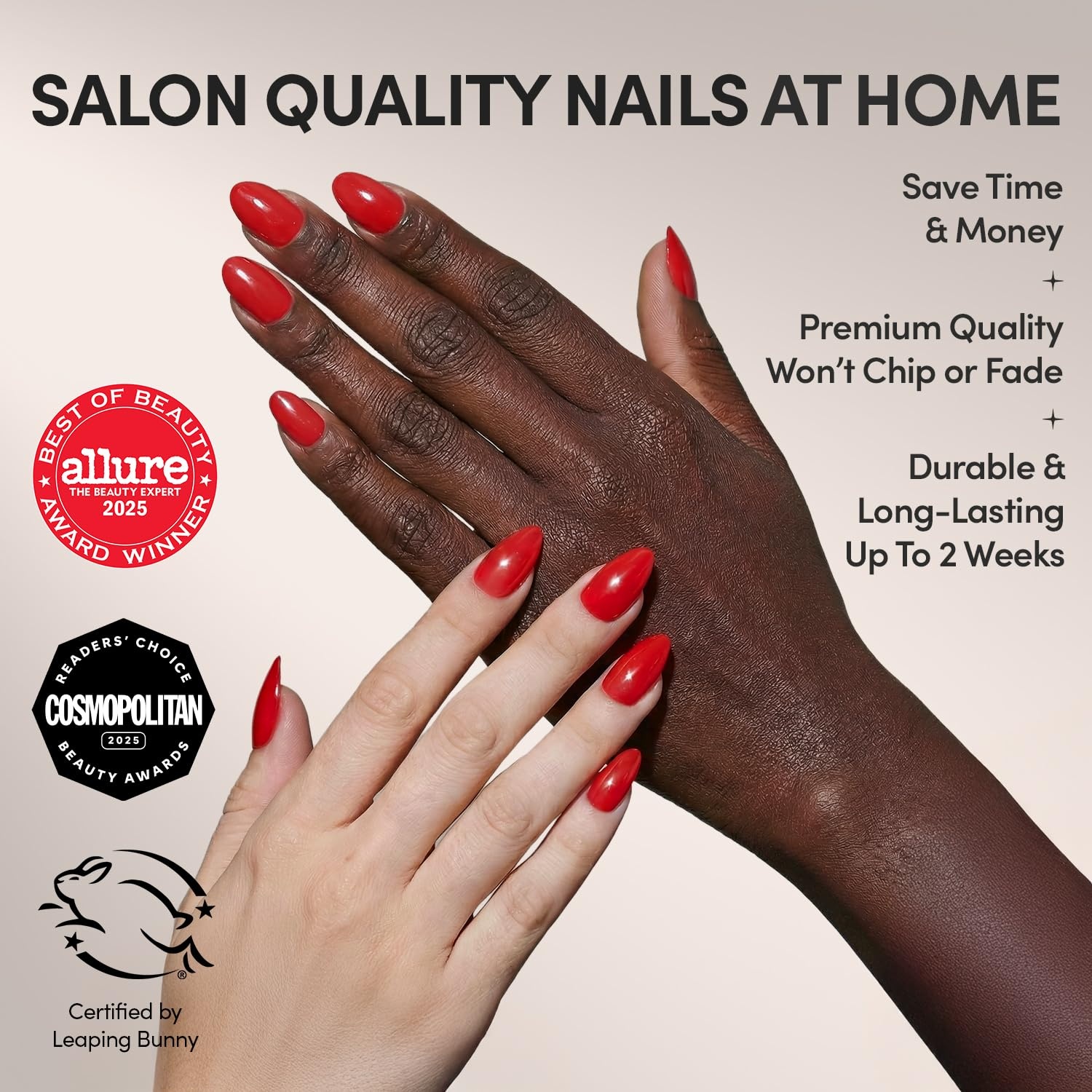 image:imageGlamnetic Press On Nails Short Oval Velvet Fake Nails 30 Pc Full Kit3X Red Flag
