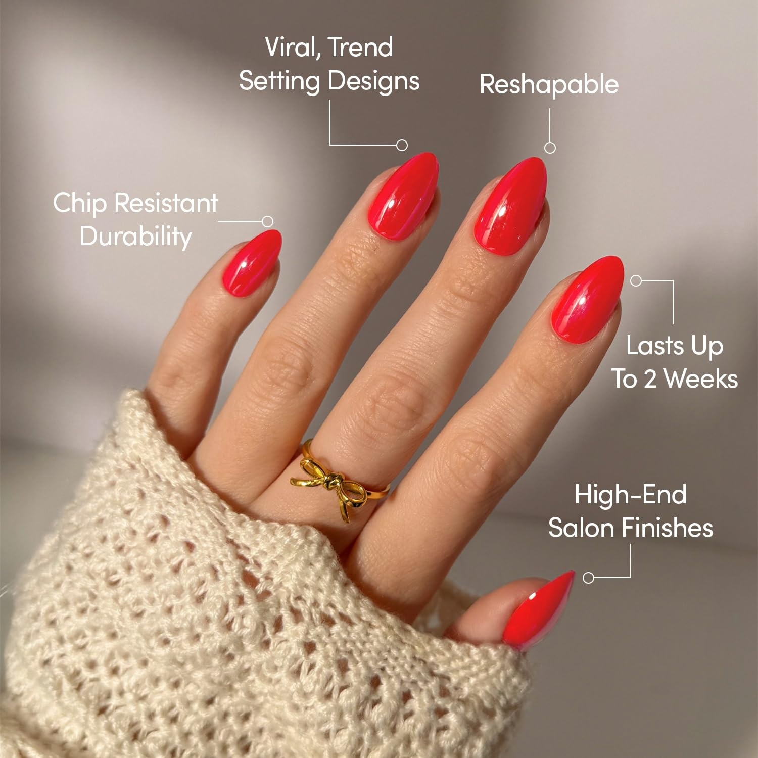 image:imageGlamnetic Press On Nails Short Oval Velvet Fake Nails 30 Pc Full Kit3X Red Flag