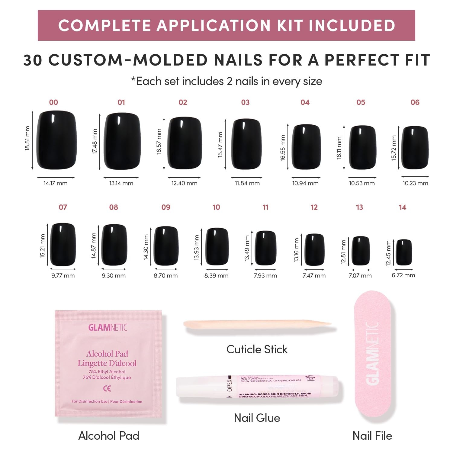 image:imageGlamnetic Press On Nails Short Oval Velvet Fake Nails 30 Pc Full Kit4A Jet Black