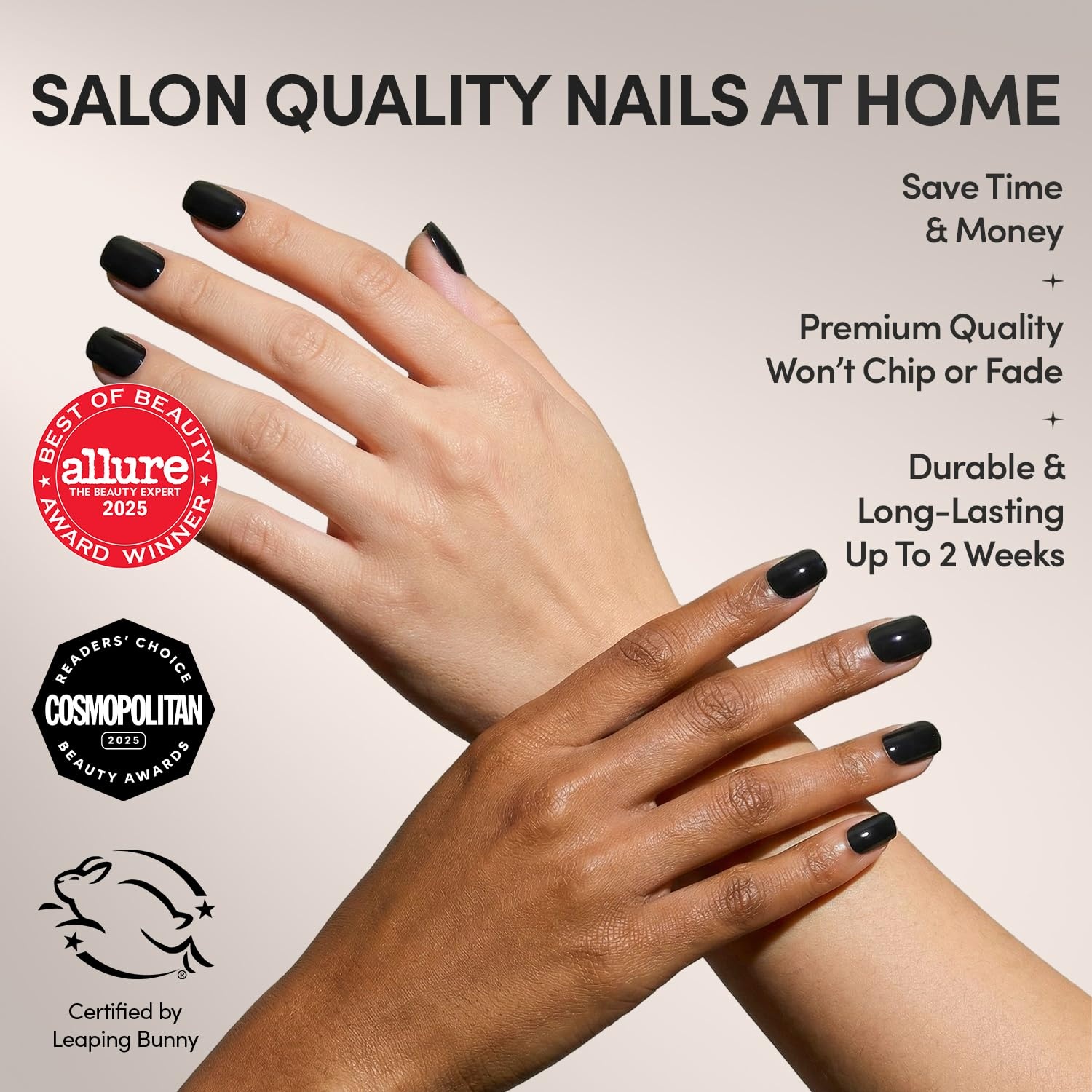image:imageGlamnetic Press On Nails Short Oval Velvet Fake Nails 30 Pc Full Kit4A Jet Black
