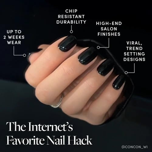 image:imageGlamnetic Press On Nails Short Oval Velvet Fake Nails 30 Pc Full Kit4A Jet Black