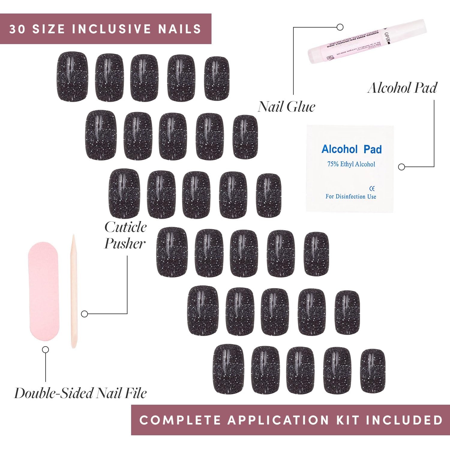 image:imageGlamnetic Press On Nails Short Oval Velvet Fake Nails 30 Pc Full Kit4C Cosmic