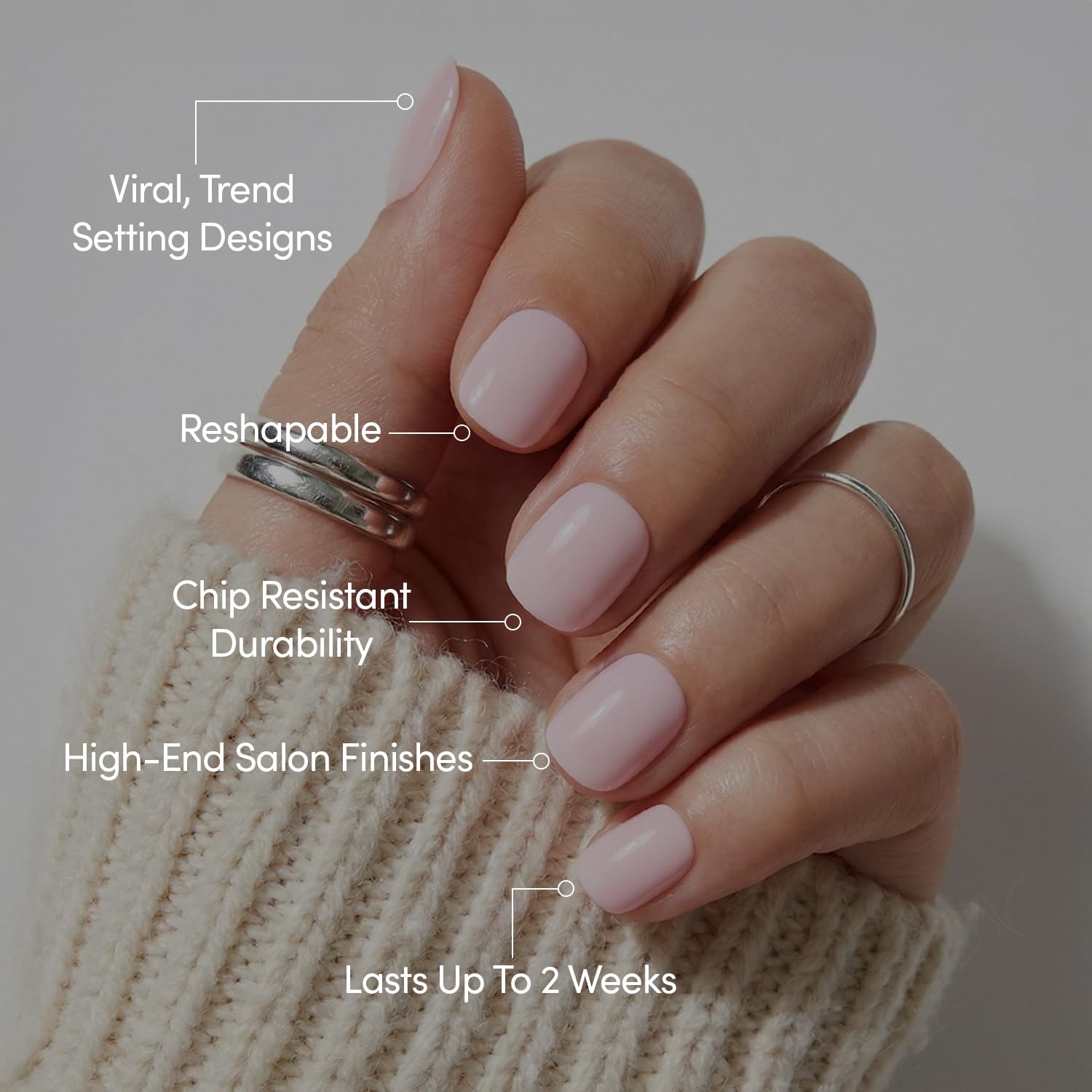 image:imageGlamnetic Press On Nails Short Oval Velvet Fake Nails 30 Pc Full Kit4D Sugar Bb
