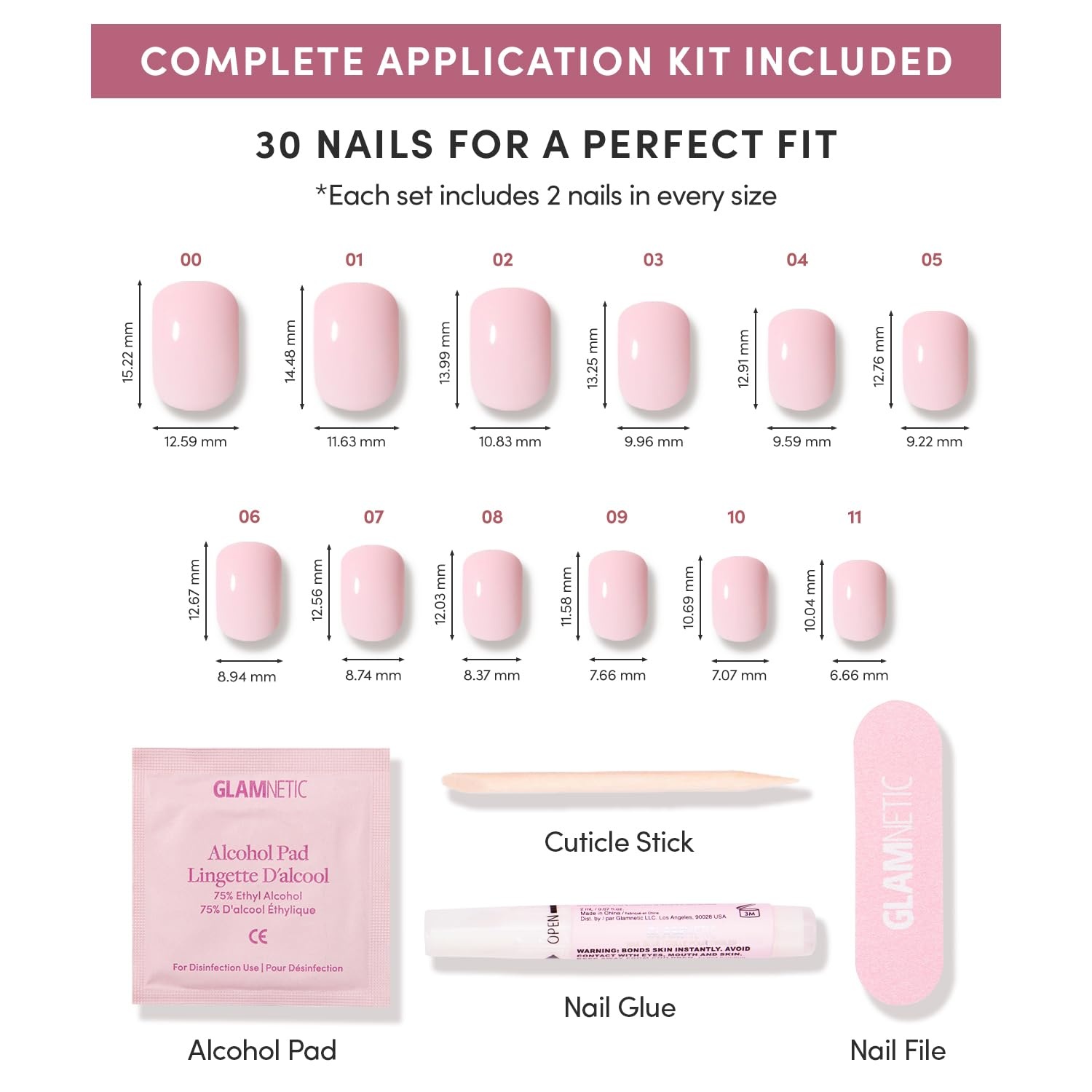 image:imageGlamnetic Press On Nails Short Oval Velvet Fake Nails 30 Pc Full Kit4D Sugar Bb