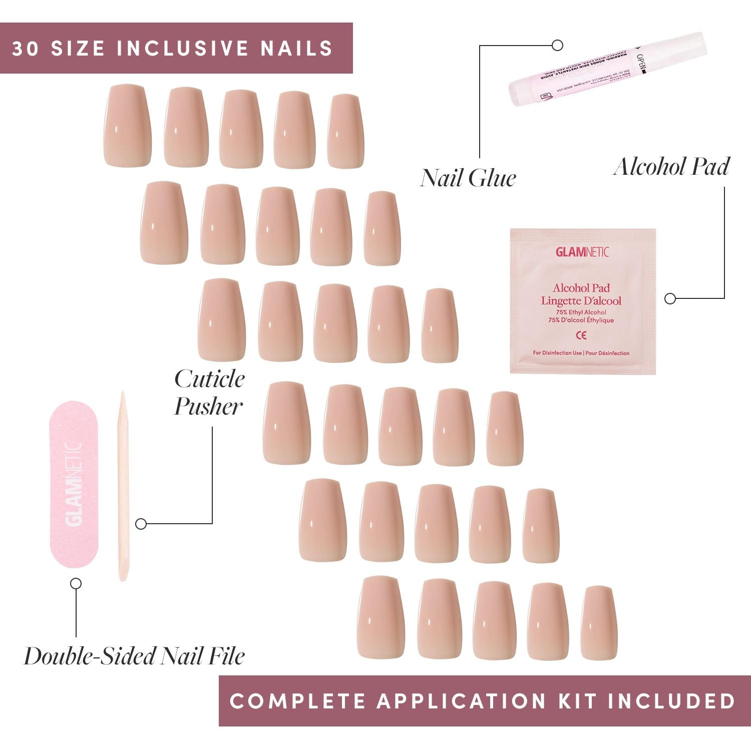 image:imageGlamnetic Press On Nails Short Oval Velvet Fake Nails 30 Pc Full Kit5A Exposed