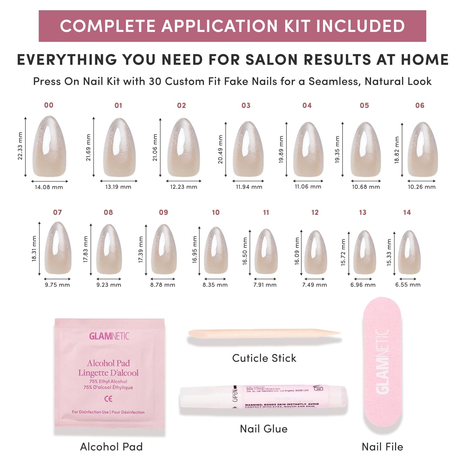image:imageGlamnetic Press On Nails Short Oval Velvet Fake Nails 30 Pc Full KitPolar Night Silver Ombre French Tip