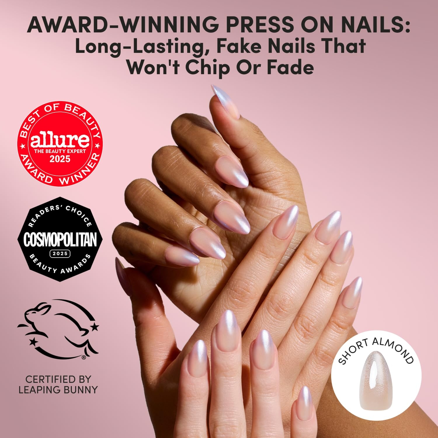 image:imageGlamnetic Press On Nails Short Oval Velvet Fake Nails 30 Pc Full KitPolar Night Silver Ombre French Tip