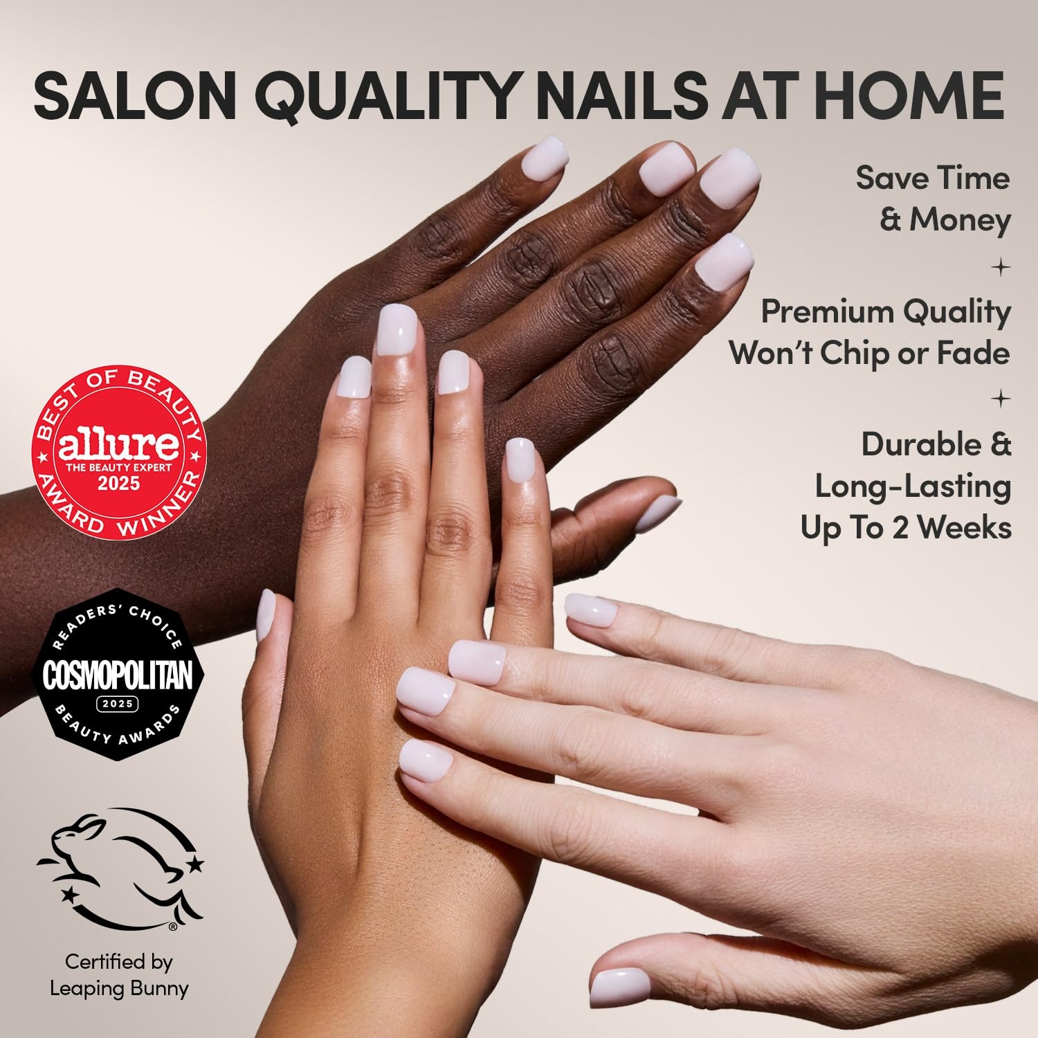 image:imageGlamnetic Press On Nails Short Round Glossy Fake Nails 30 Pc Full Kit1A Sweetie Set