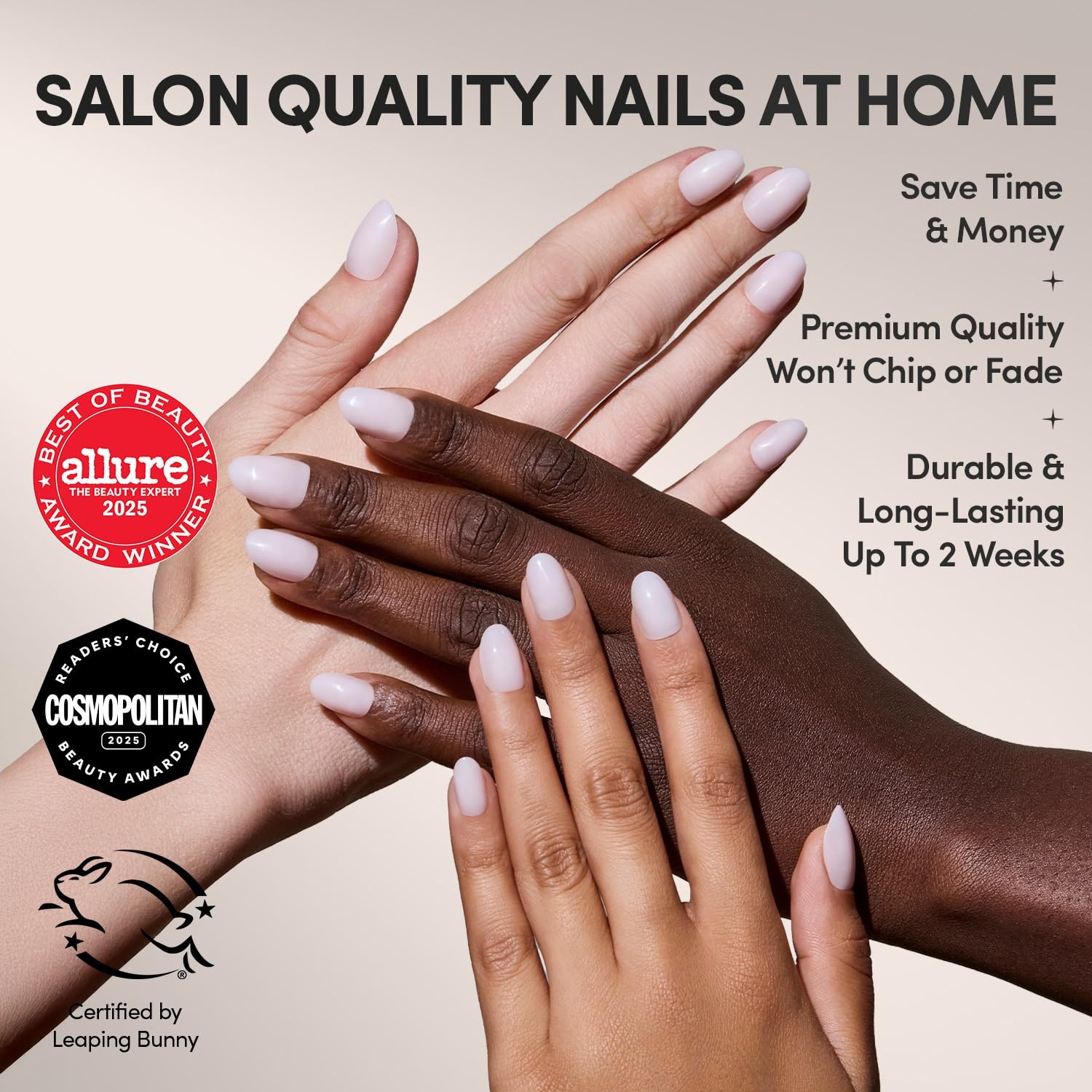 image:imageGlamnetic Press On Nails Short Round Glossy Fake Nails 30 Pc Full Kit1B Doll Cheeks