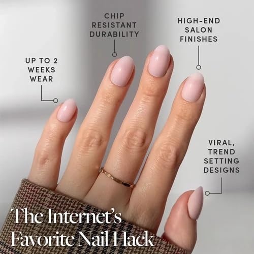 image:imageGlamnetic Press On Nails Short Round Glossy Fake Nails 30 Pc Full Kit1B Doll Cheeks