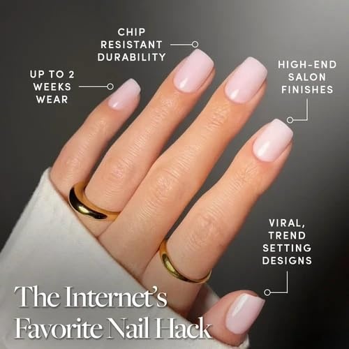 image:imageGlamnetic Press On Nails Short Round Glossy Fake Nails 30 Pc Full Kit1C Soft Girl