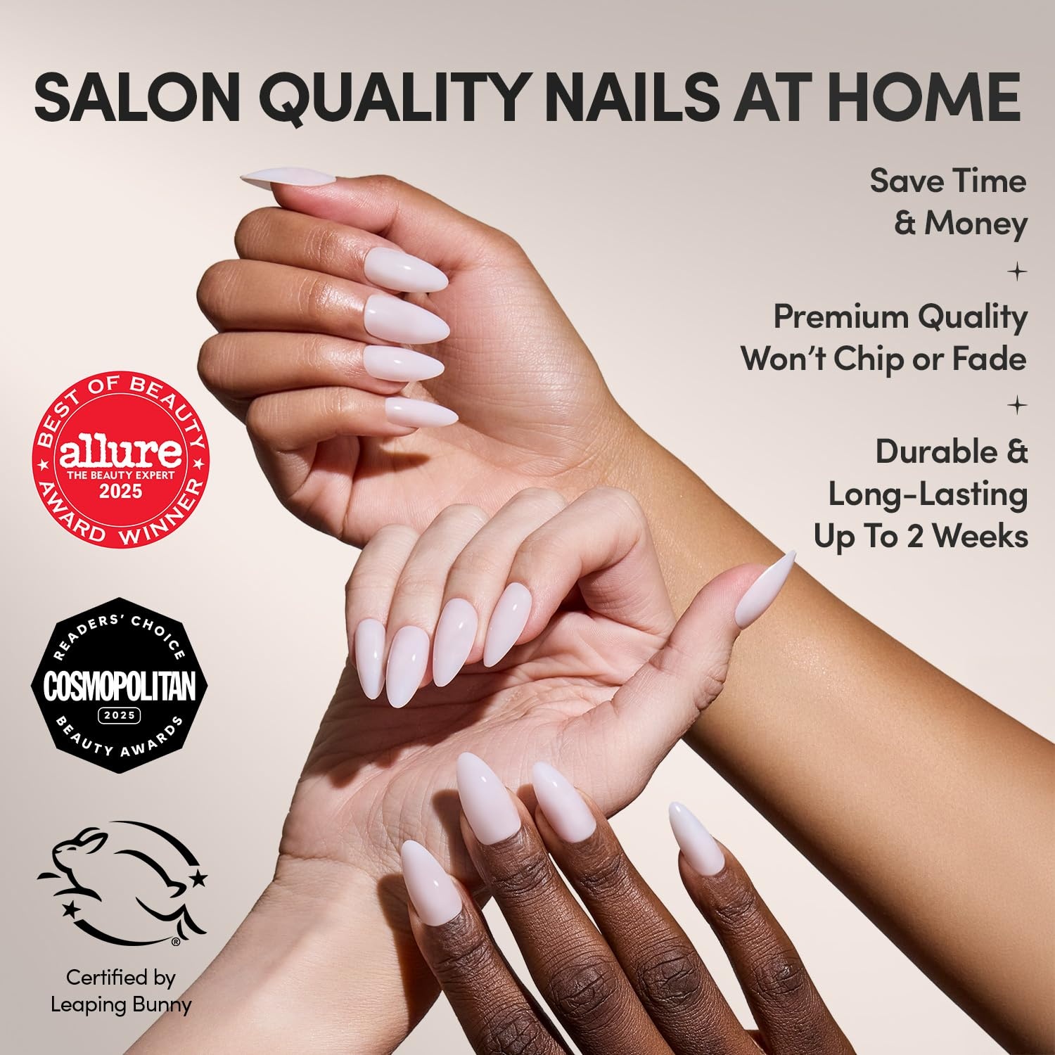 image:imageGlamnetic Press On Nails Short Round Glossy Fake Nails 30 Pc Full Kit1E Blush Blanket