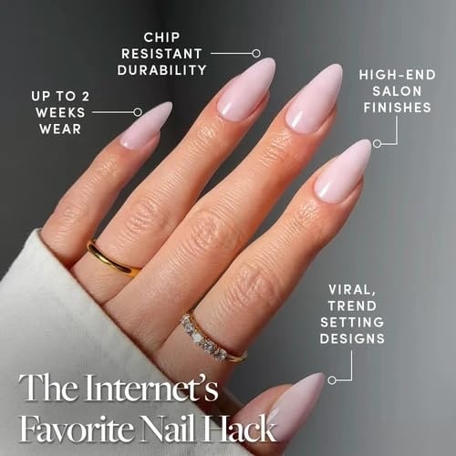 image:imageGlamnetic Press On Nails Short Round Glossy Fake Nails 30 Pc Full Kit1E Blush Blanket