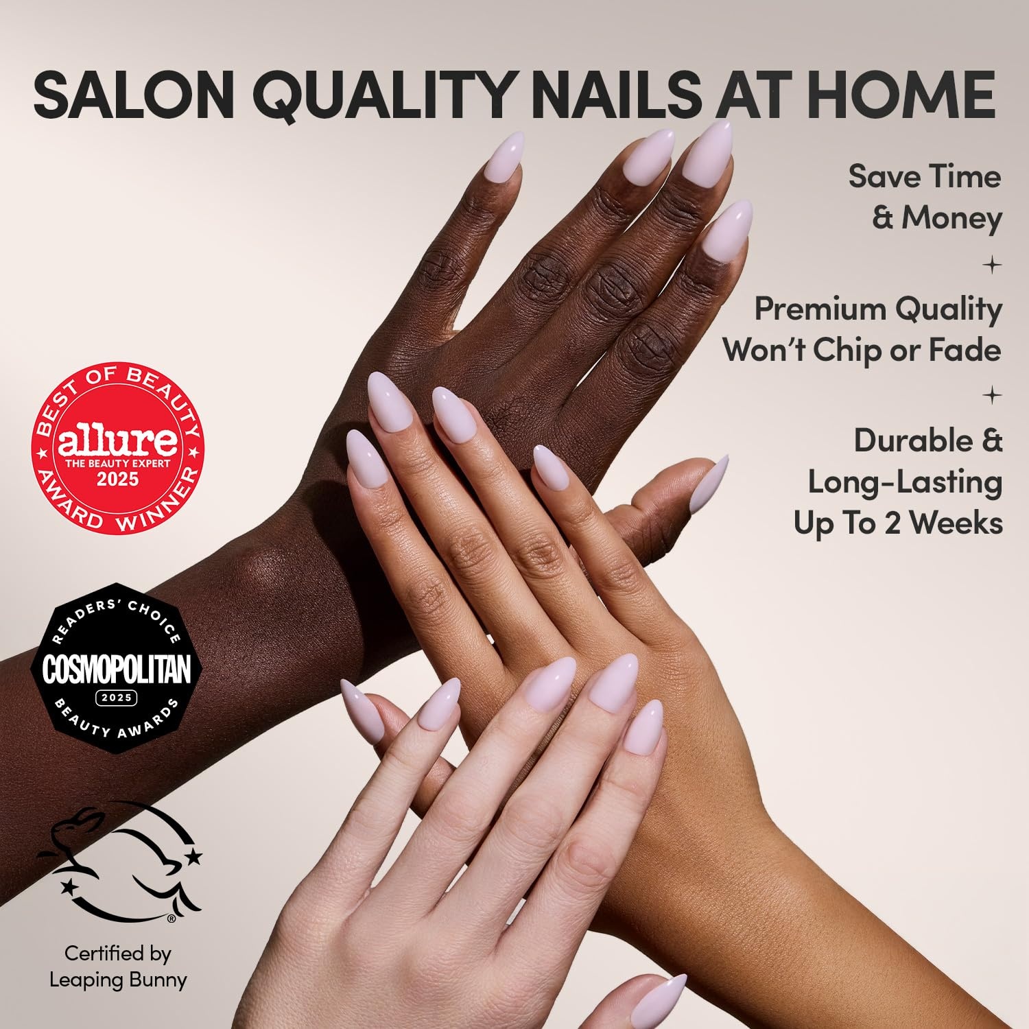 image:imageGlamnetic Press On Nails Short Round Glossy Fake Nails 30 Pc Full Kit1F Sugar Doll
