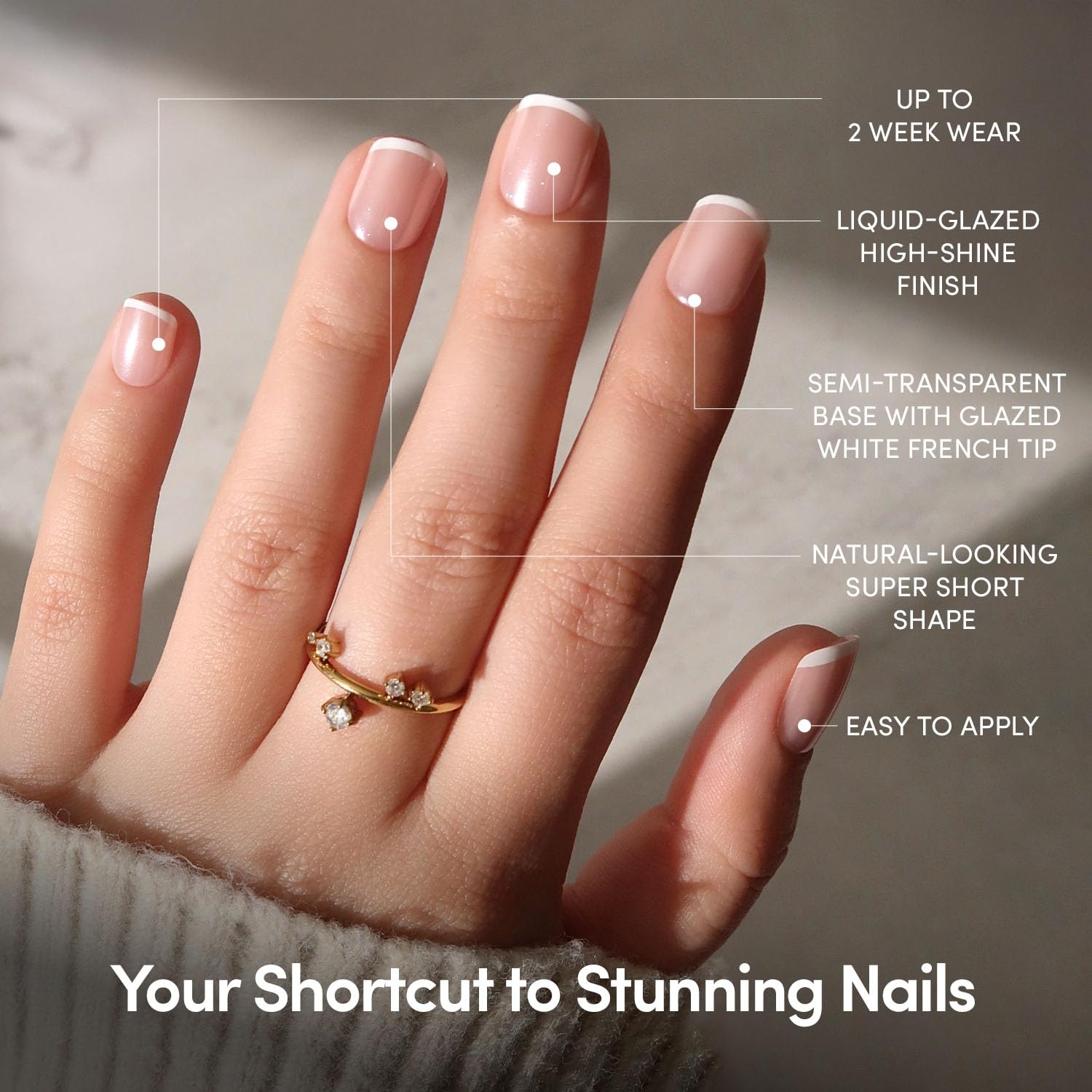 image:imageGlamnetic Press On Nails Short Round Glossy Fake Nails 30 Pc Full Kit2A Pearly Please