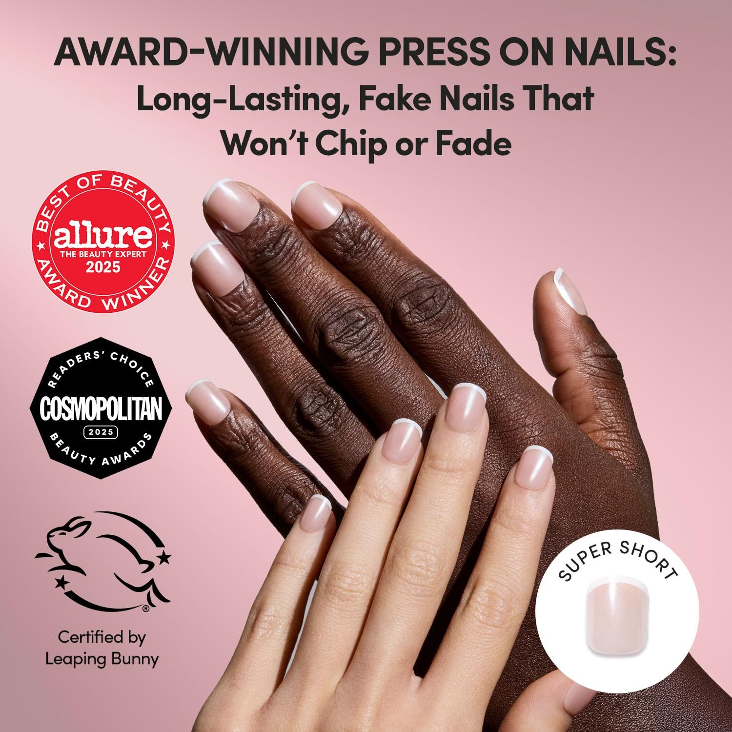 image:imageGlamnetic Press On Nails Short Round Glossy Fake Nails 30 Pc Full Kit2A Pearly Please