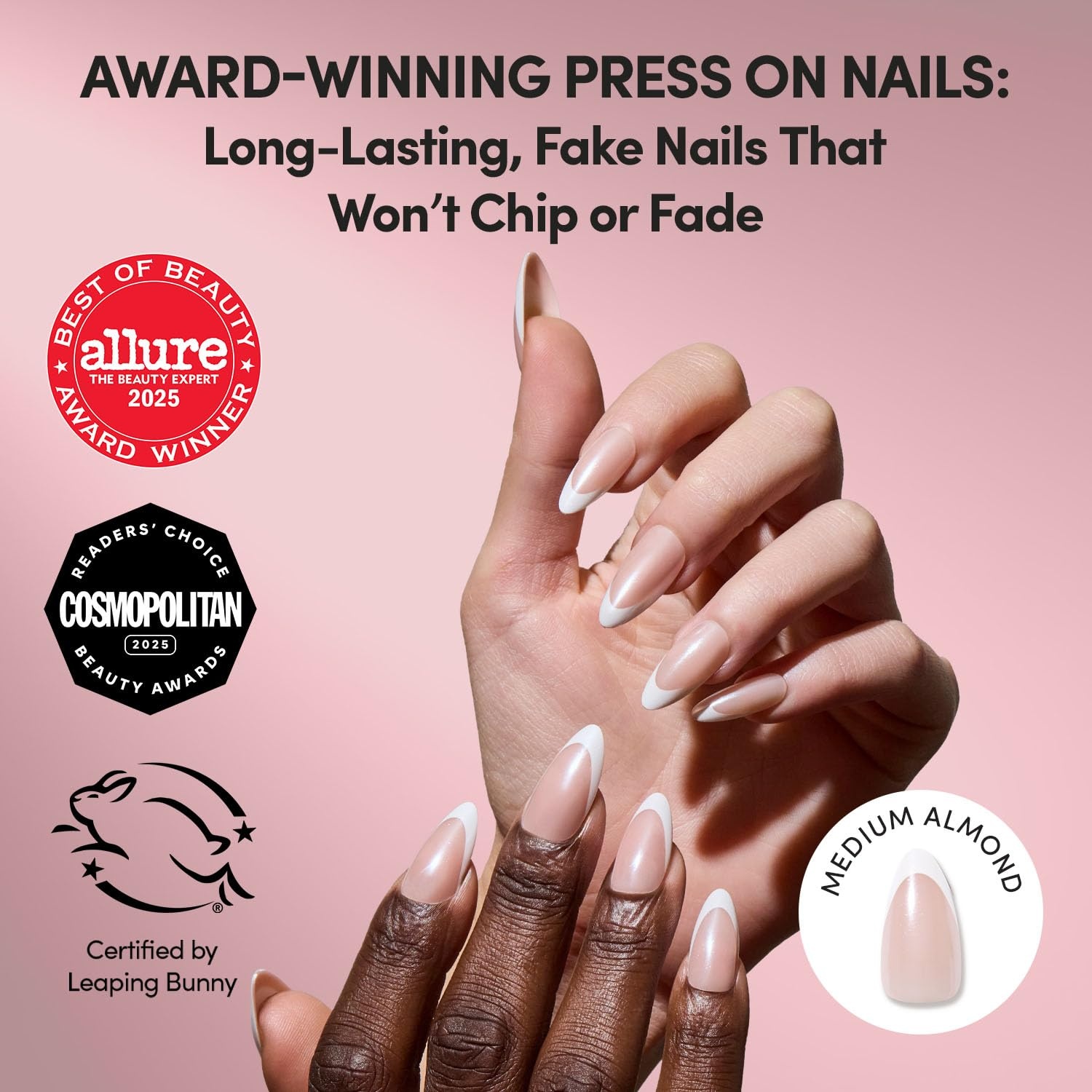 image:imageGlamnetic Press On Nails Short Round Glossy Fake Nails 30 Pc Full Kit2C Mother Pearl