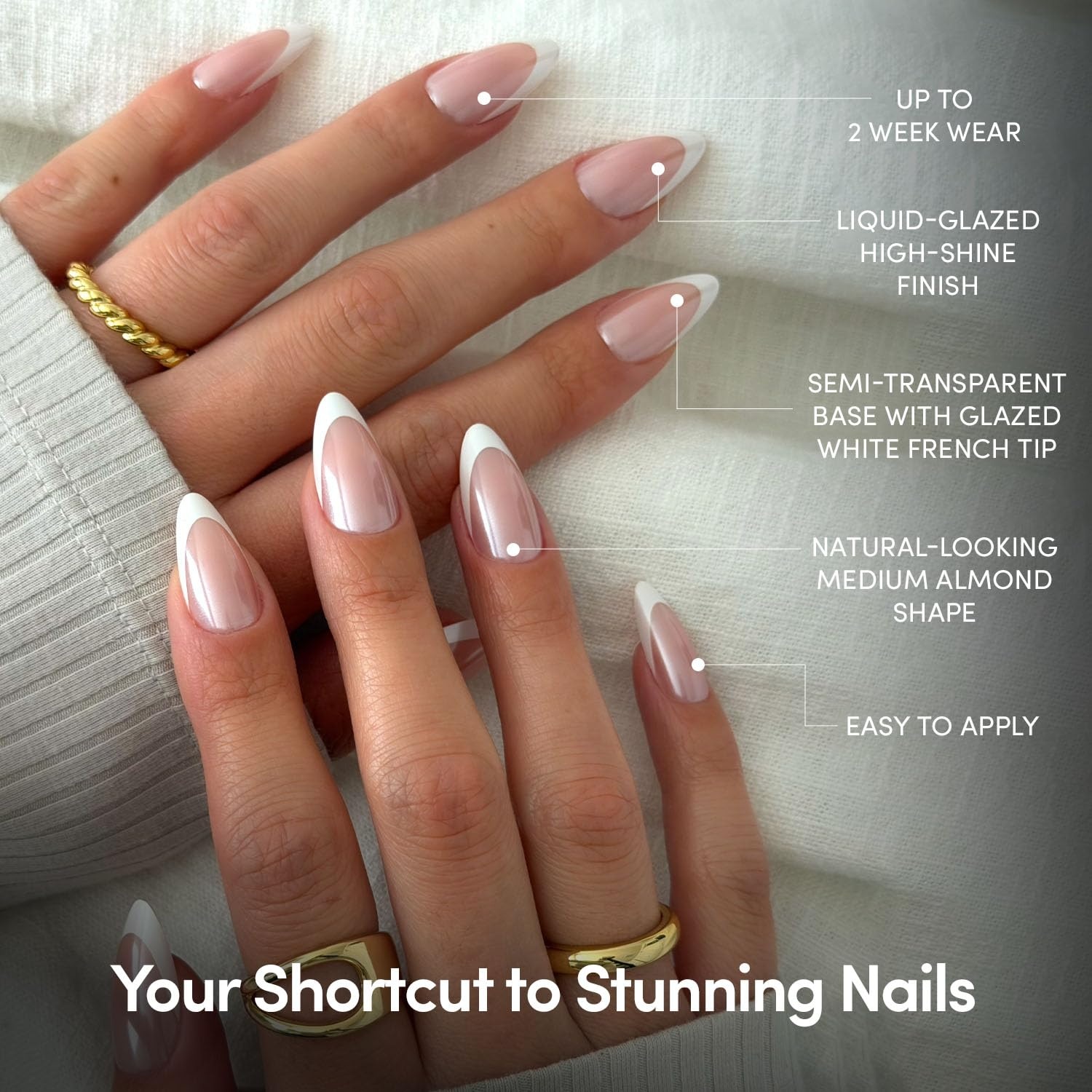 image:imageGlamnetic Press On Nails Short Round Glossy Fake Nails 30 Pc Full Kit2C Mother Pearl