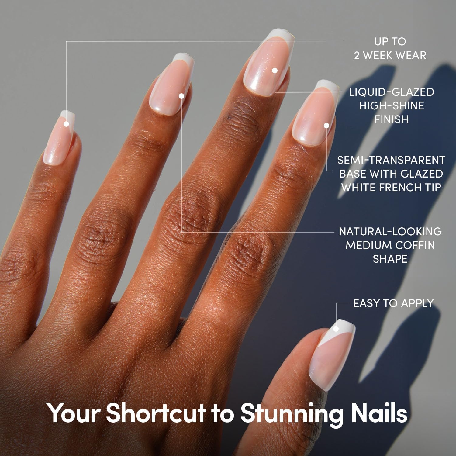 image:imageGlamnetic Press On Nails Short Round Glossy Fake Nails 30 Pc Full Kit2E Pearl Glaze