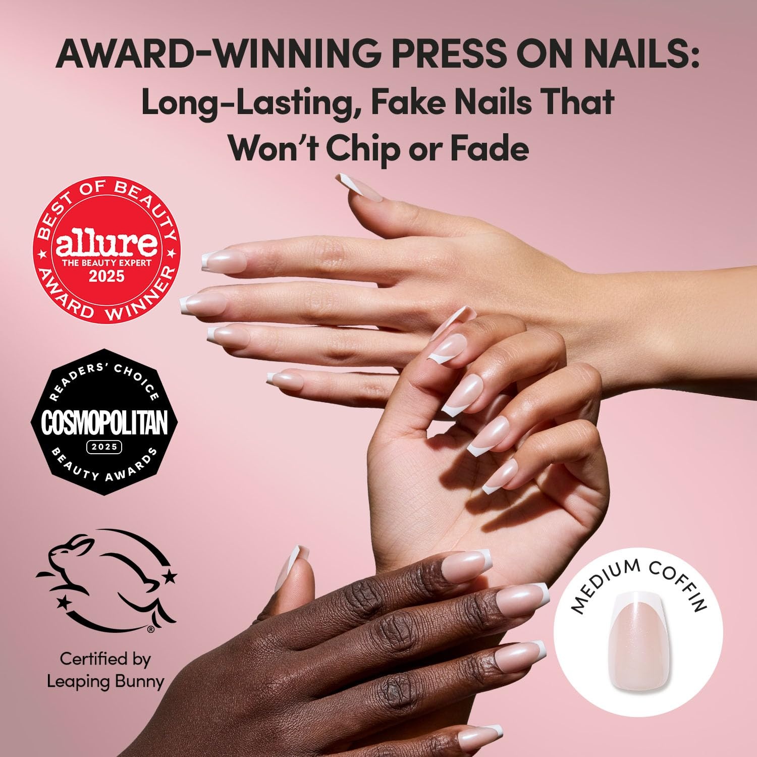 image:imageGlamnetic Press On Nails Short Round Glossy Fake Nails 30 Pc Full Kit2E Pearl Glaze