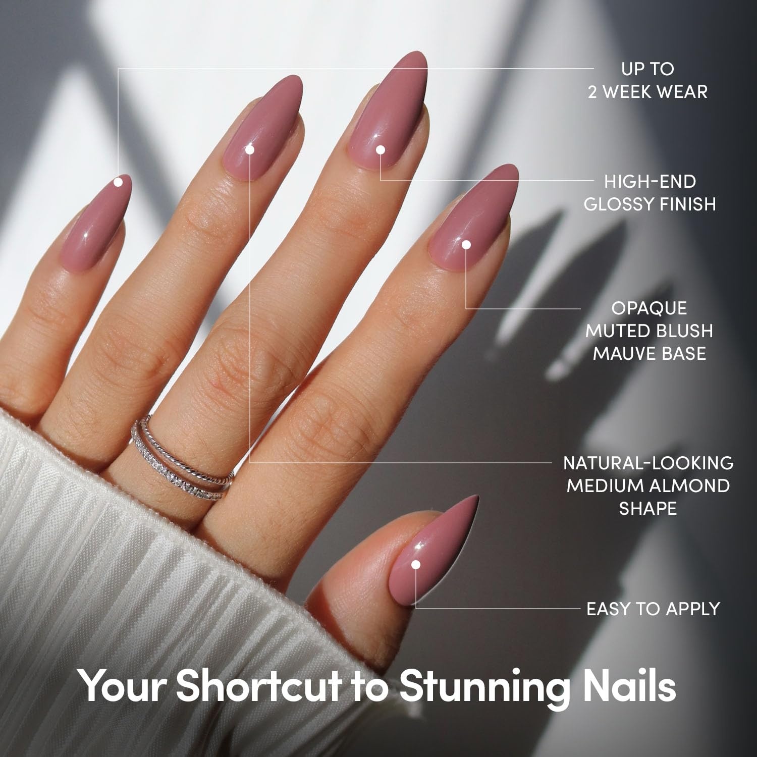 image:imageGlamnetic Press On Nails Short Round Glossy Fake Nails 30 Pc Full Kit3D Mauve Wife