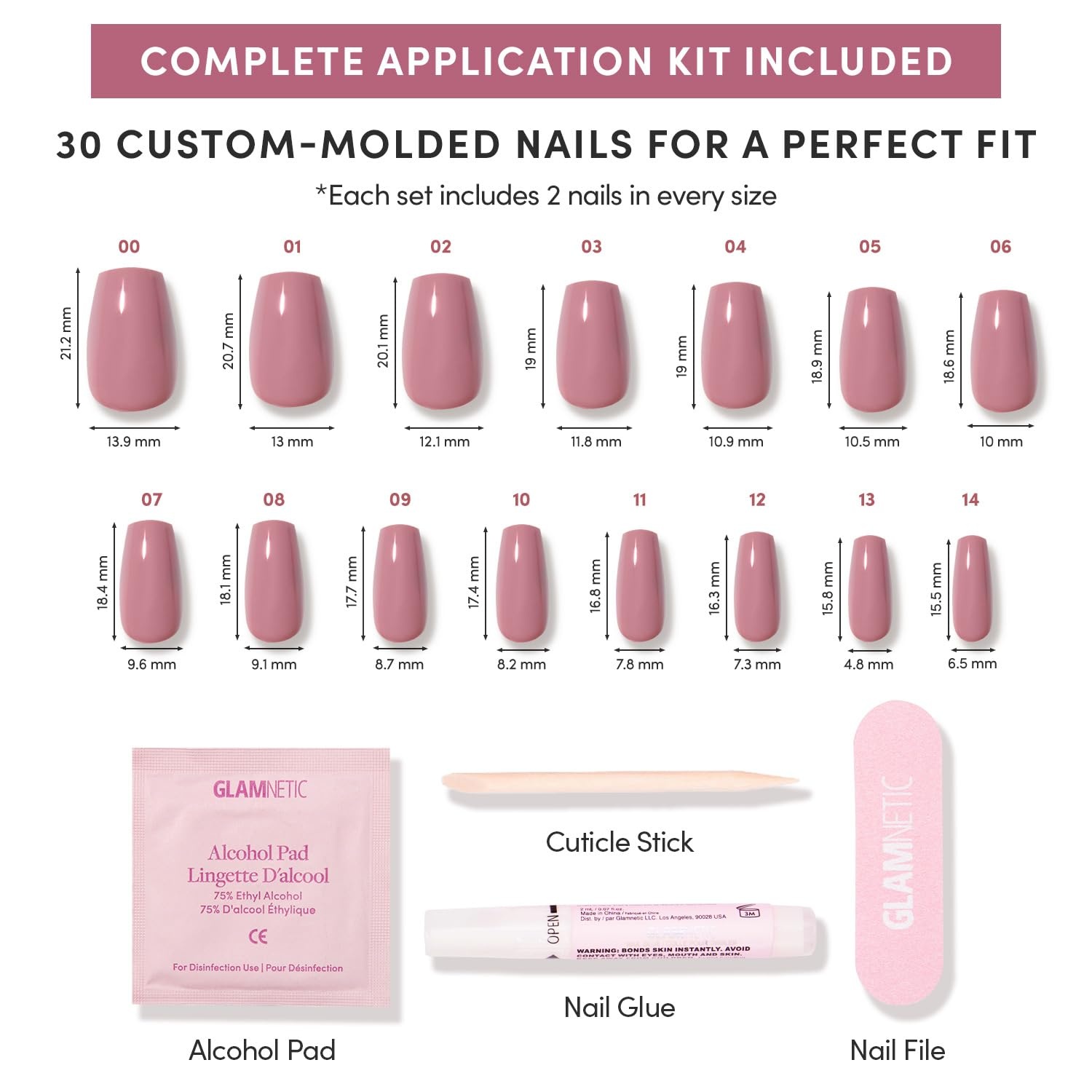 image:imageGlamnetic Press On Nails Short Round Glossy Fake Nails 30 Pc Full Kit3E Mauve Affair