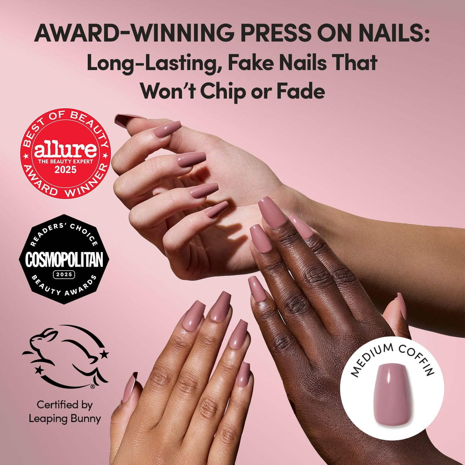 image:imageGlamnetic Press On Nails Short Round Glossy Fake Nails 30 Pc Full Kit3E Mauve Affair