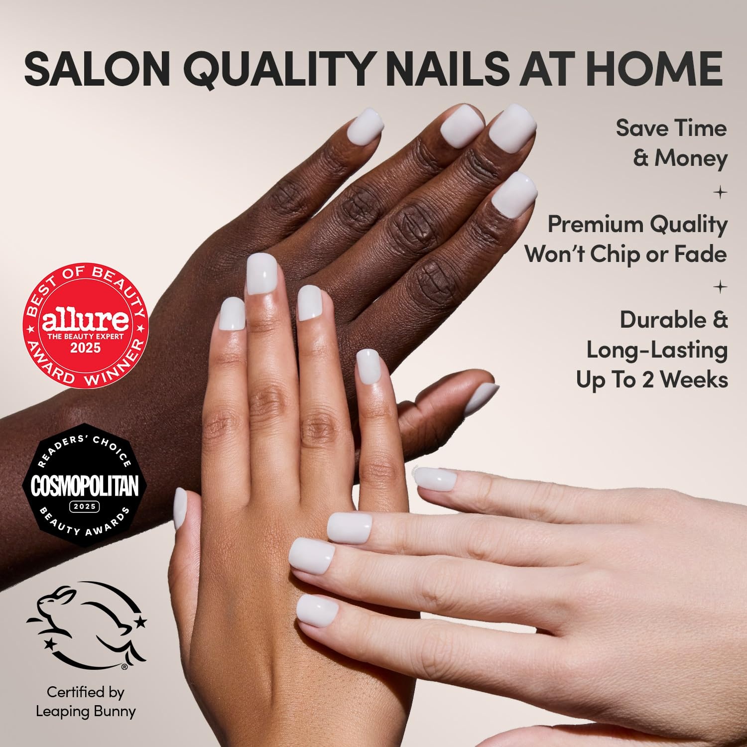 image:imageGlamnetic Press On Nails Short Round Glossy Fake Nails 30 Pc Full Kit4A Cool Whip