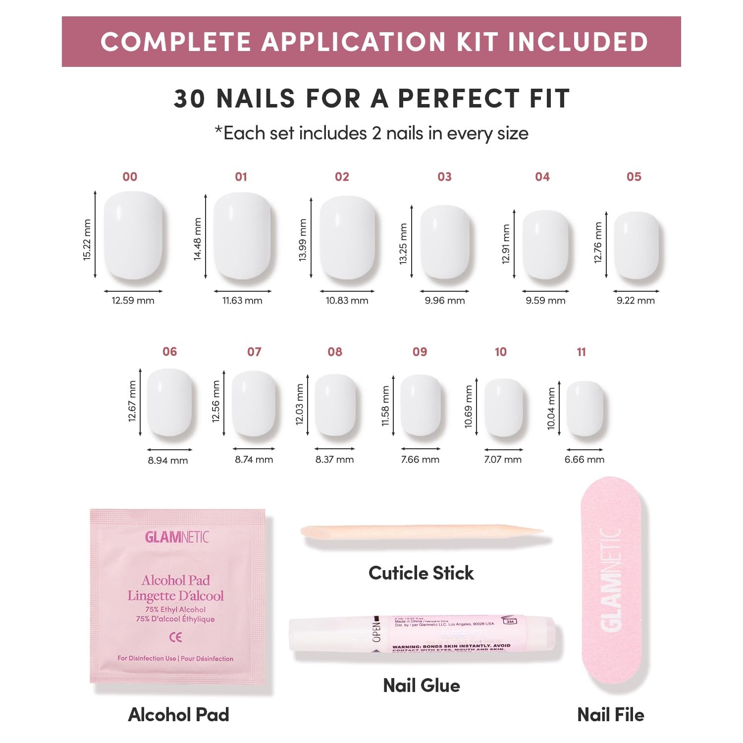 image:imageGlamnetic Press On Nails Short Round Glossy Fake Nails 30 Pc Full Kit4A Cool Whip
