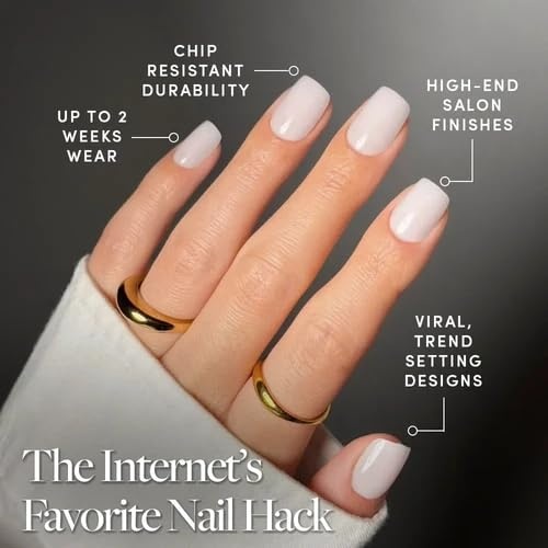 image:imageGlamnetic Press On Nails Short Round Glossy Fake Nails 30 Pc Full Kit4B Clean Cut