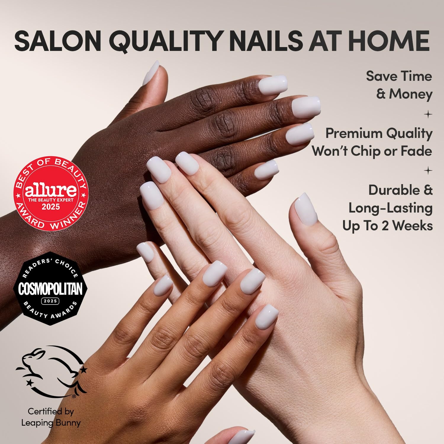 image:imageGlamnetic Press On Nails Short Round Glossy Fake Nails 30 Pc Full Kit4B Clean Cut