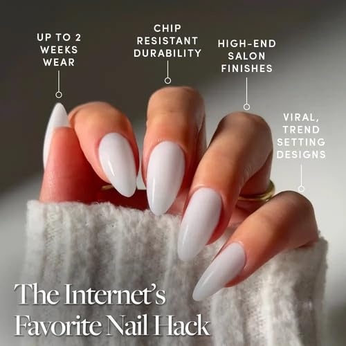 image:imageGlamnetic Press On Nails Short Round Glossy Fake Nails 30 Pc Full Kit4C Clouded