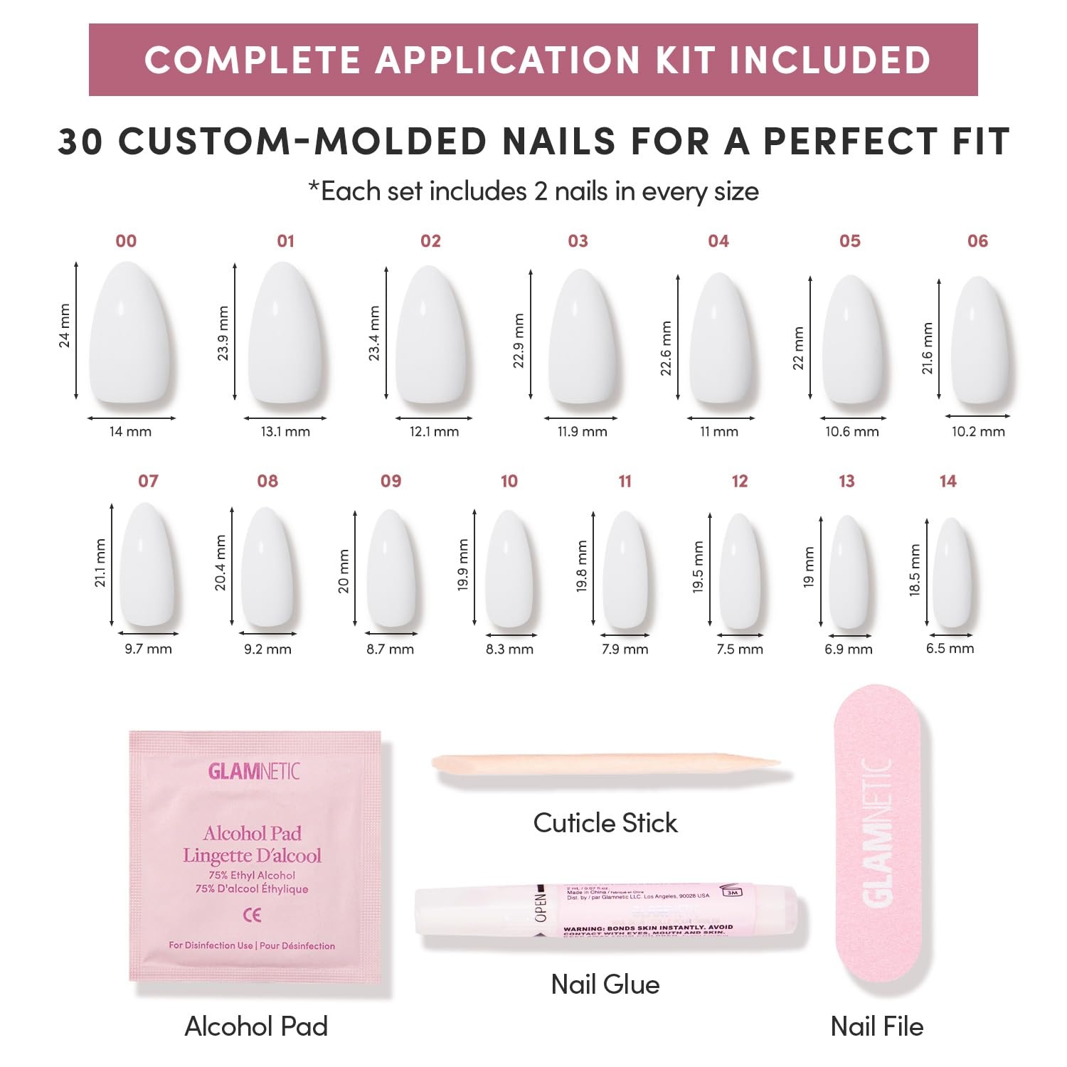 image:imageGlamnetic Press On Nails Short Round Glossy Fake Nails 30 Pc Full Kit4C Clouded