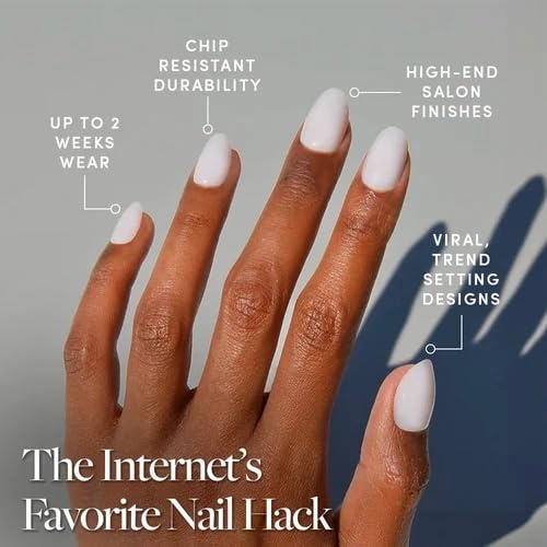 image:imageGlamnetic Press On Nails Short Round Glossy Fake Nails 30 Pc Full Kit4E Clean Girl