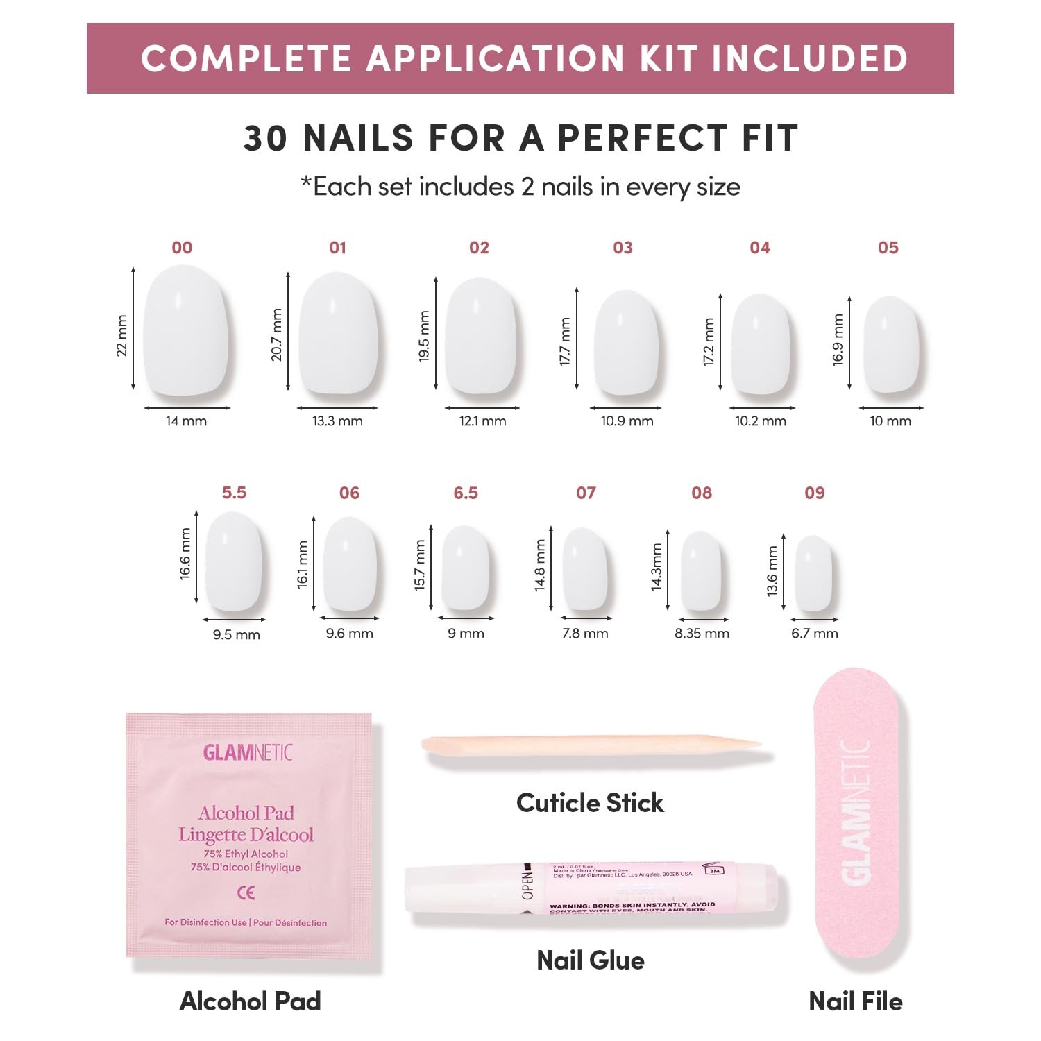 image:imageGlamnetic Press On Nails Short Round Glossy Fake Nails 30 Pc Full Kit4F Milk Bath