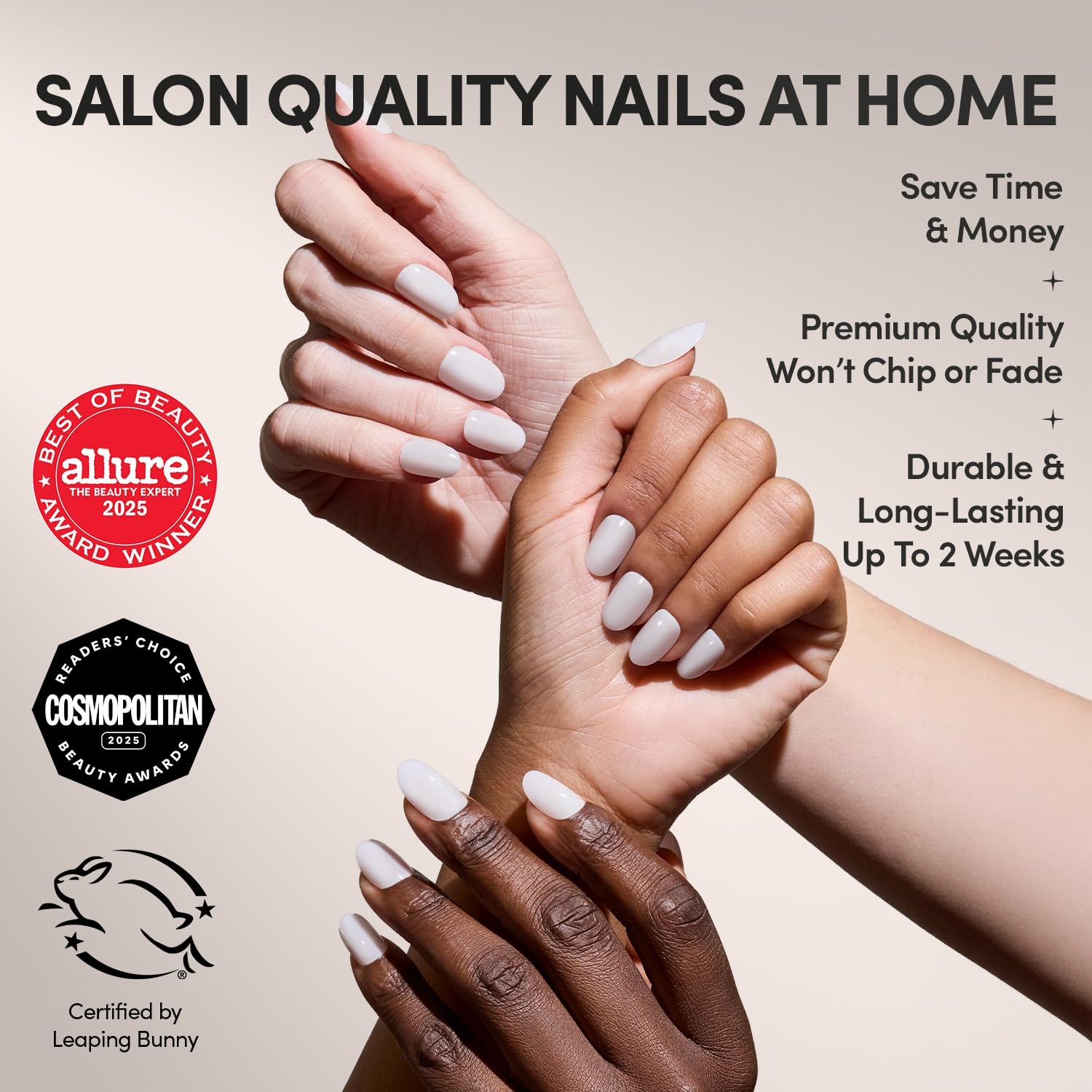 image:imageGlamnetic Press On Nails Short Round Glossy Fake Nails 30 Pc Full Kit4F Milk Bath