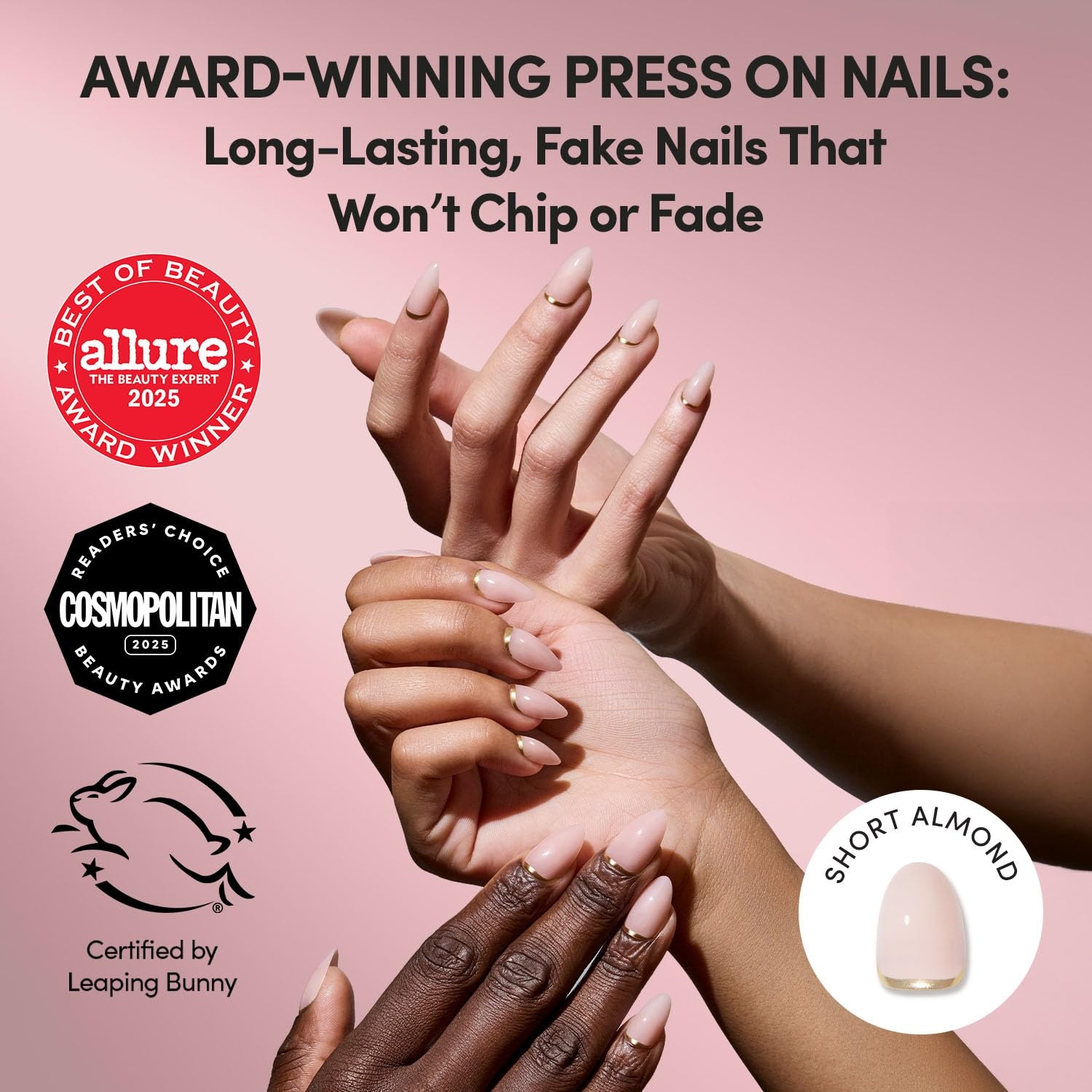 image:imageGlamnetic Press On Nails Short Round Glossy Fake Nails 30 Pc Full Kit5B Goal Chaser