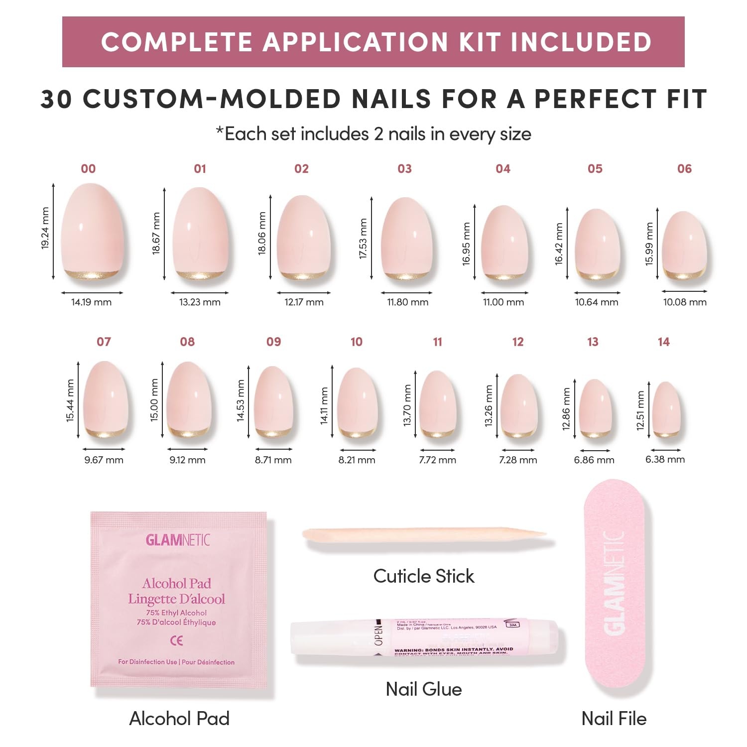 image:imageGlamnetic Press On Nails Short Round Glossy Fake Nails 30 Pc Full Kit5C Glam Goals
