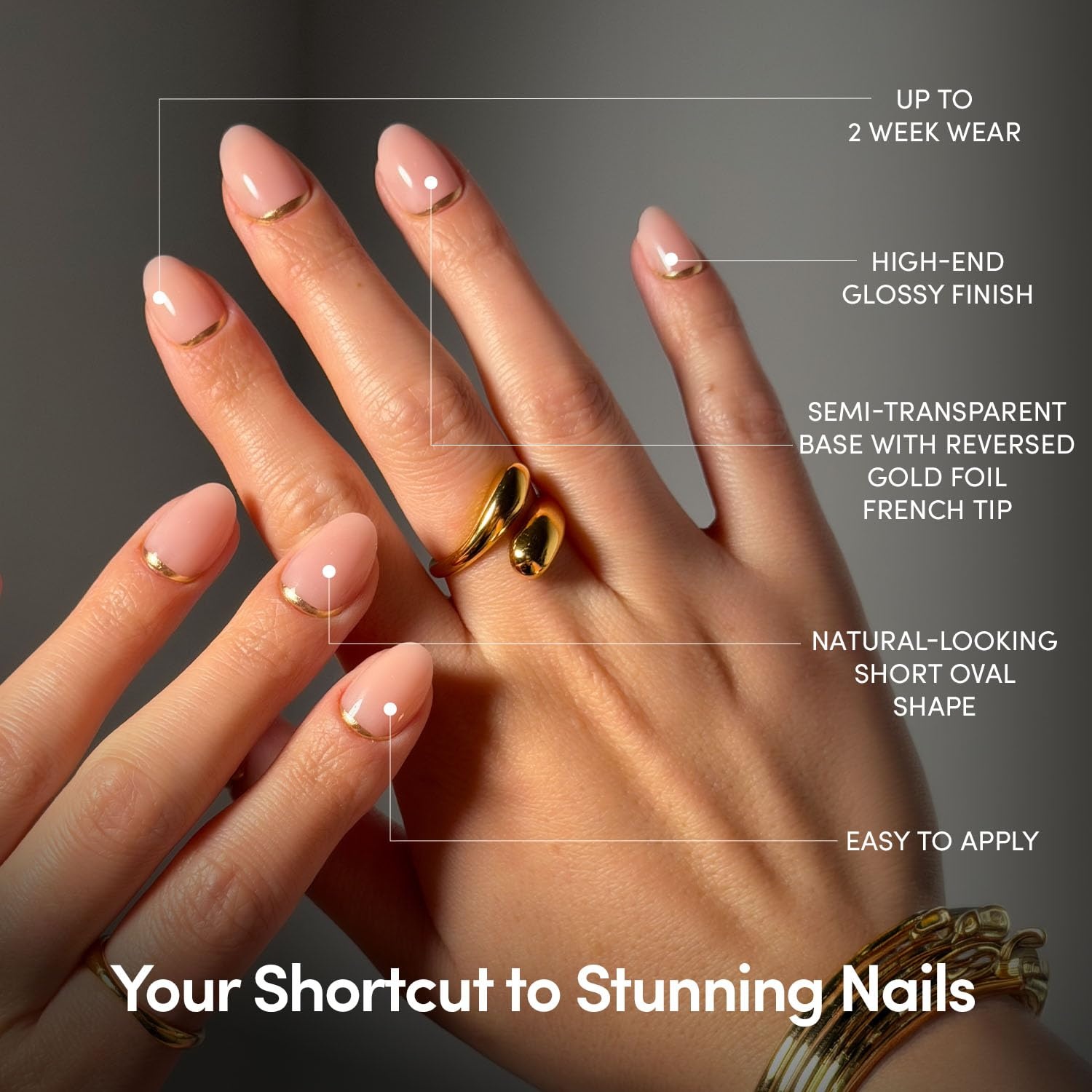 image:imageGlamnetic Press On Nails Short Round Glossy Fake Nails 30 Pc Full Kit5C Glam Goals
