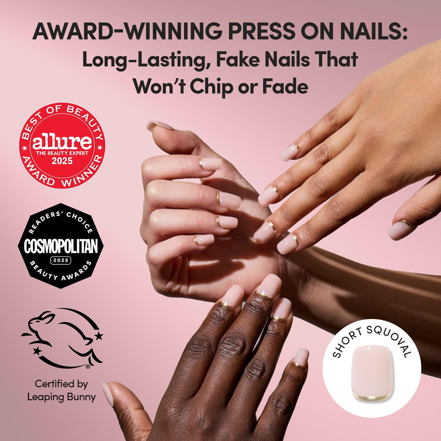 image:imageGlamnetic Press On Nails Short Round Glossy Fake Nails 30 Pc Full Kit5D Goal Setter
