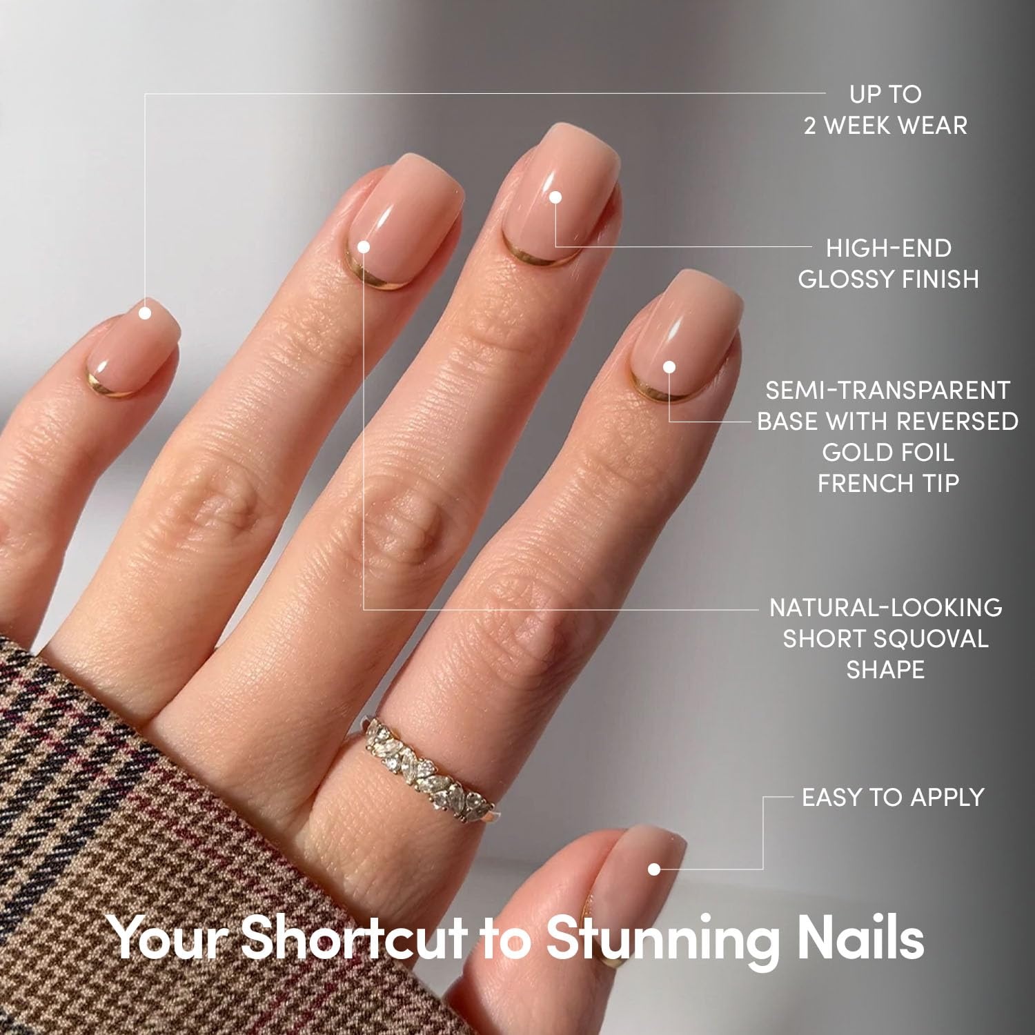 image:imageGlamnetic Press On Nails Short Round Glossy Fake Nails 30 Pc Full Kit5D Goal Setter